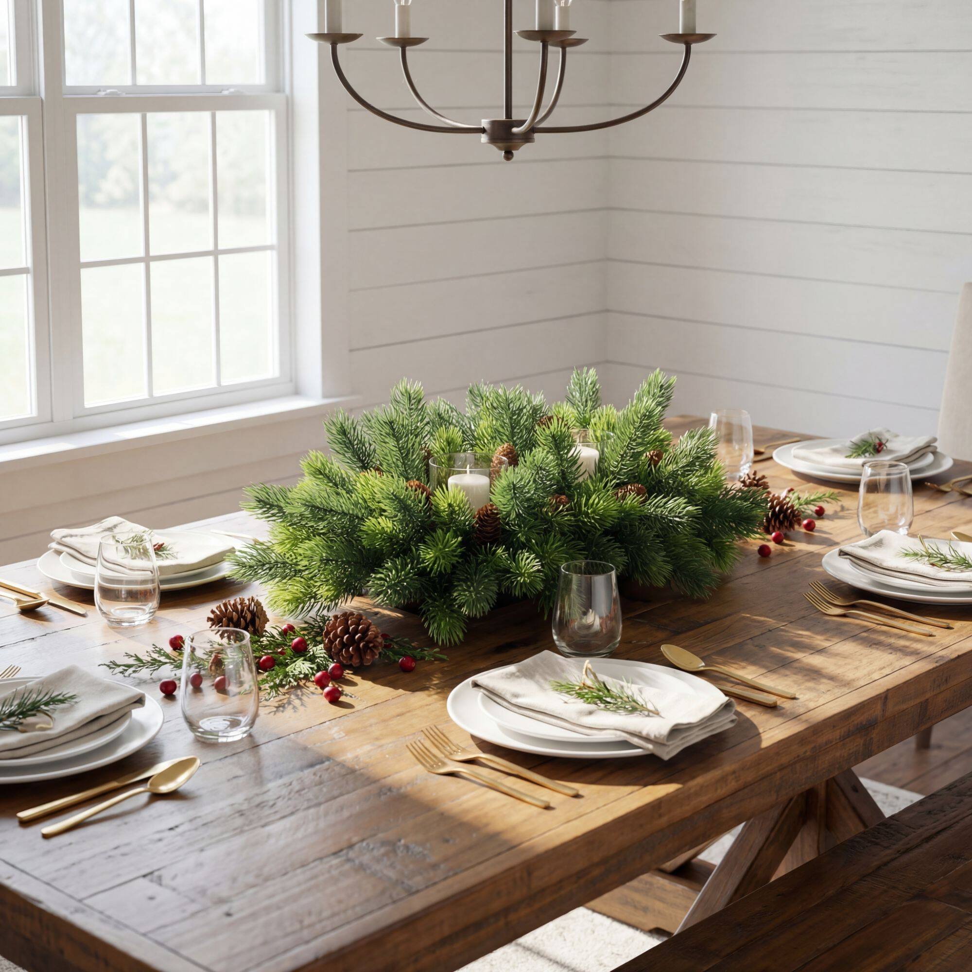 Nearly Natural 24" Pine Artificial Christmas Double Candle Holder with Pinecones
