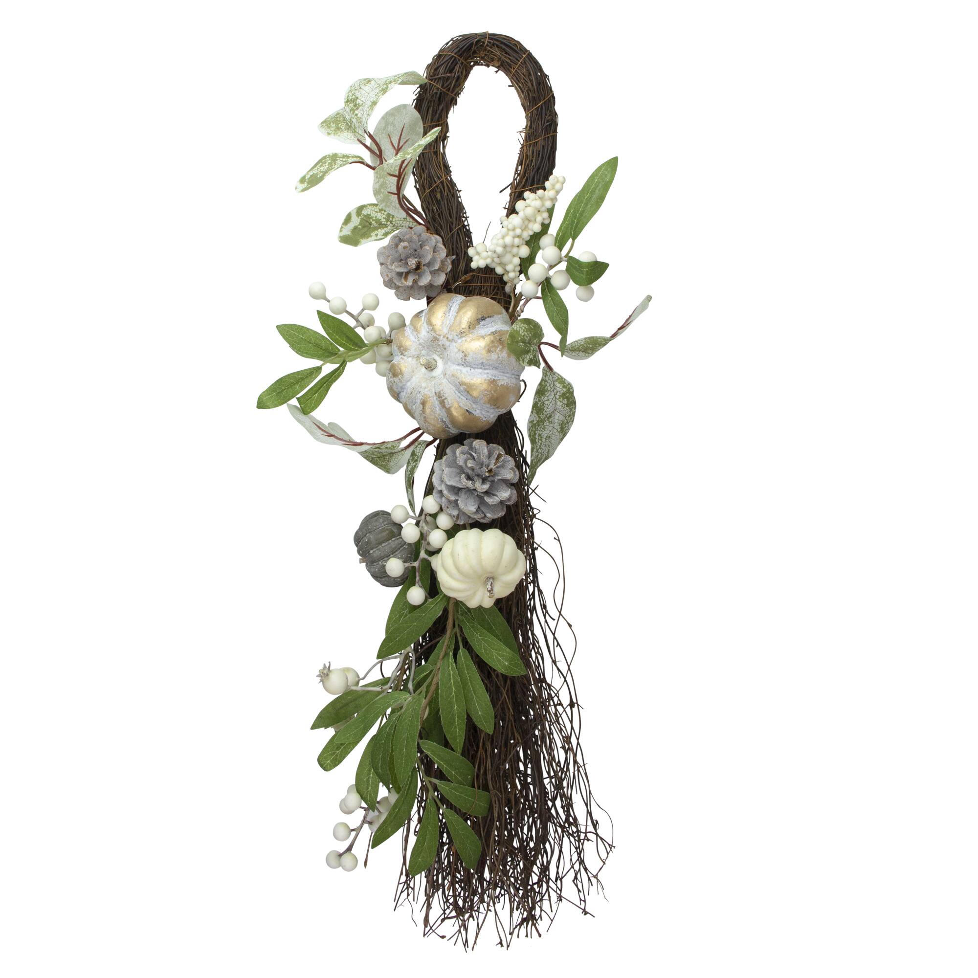 2.1ft. Pumpkin, Berries & Leaves Twig Fall Harvest Thanksgiving Swag