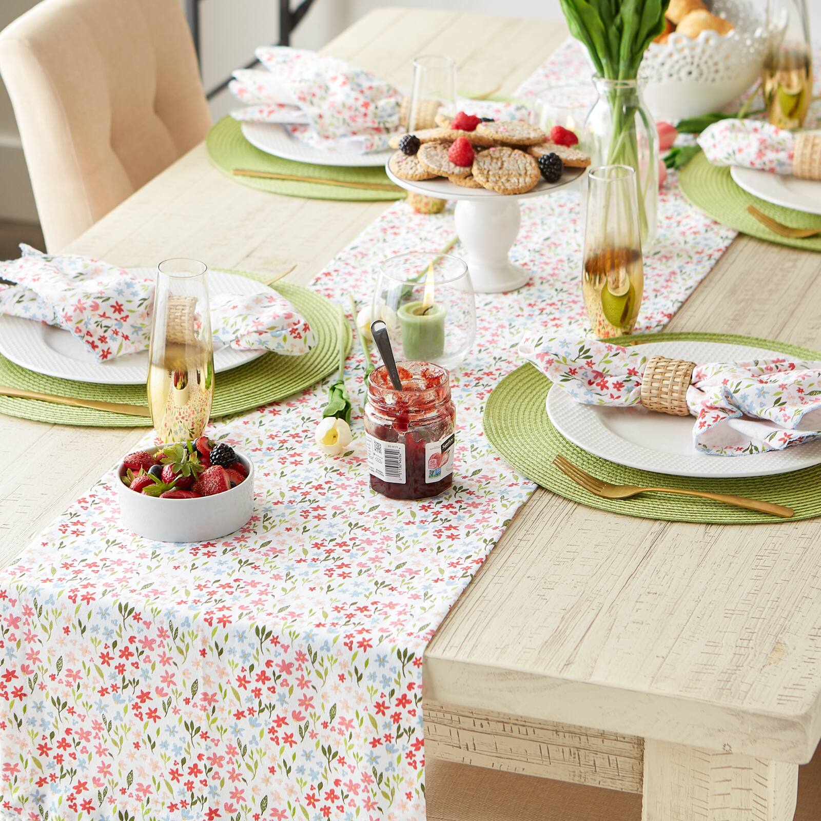 Sweet Flowers Printed Table Runner 14" x 72"