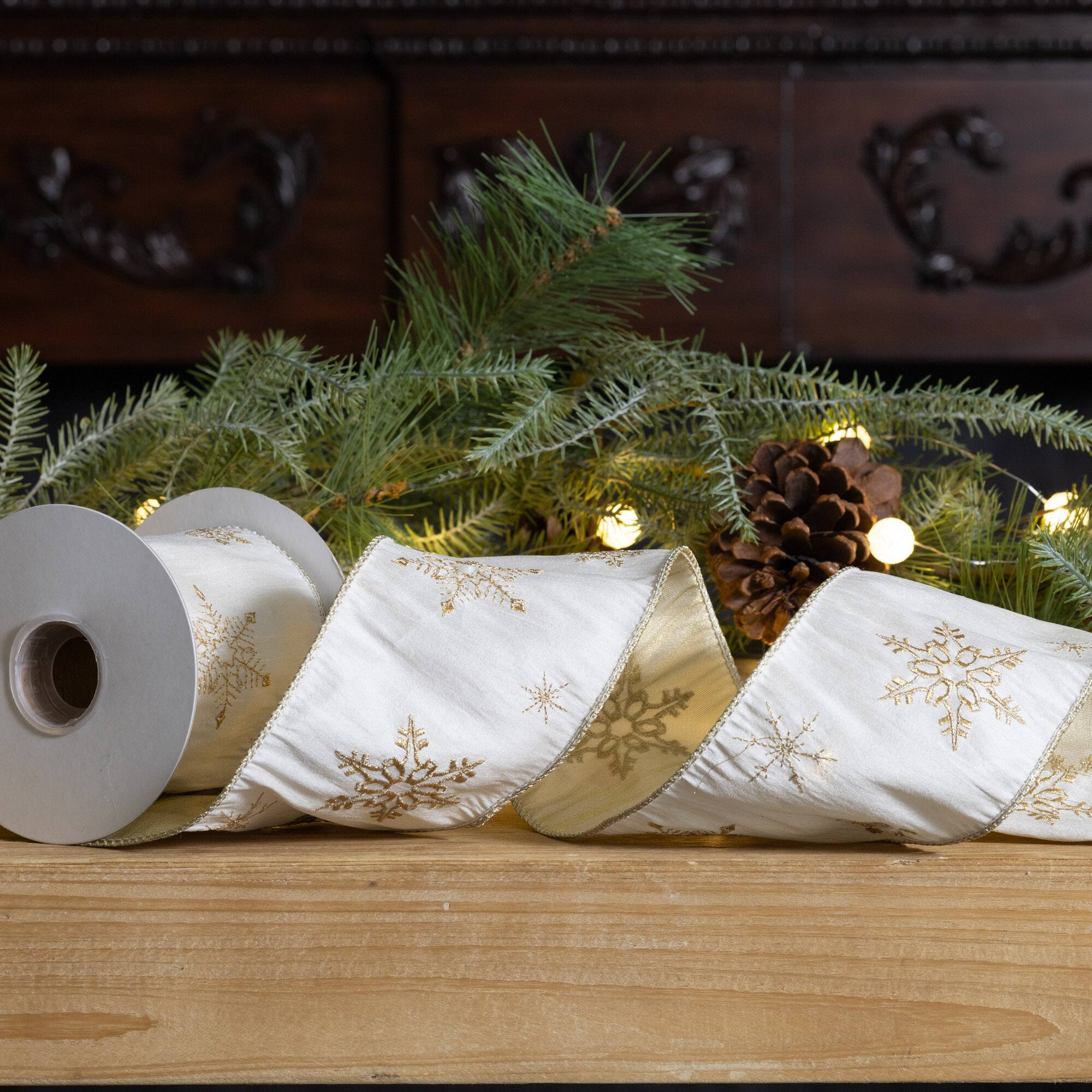 Melrose 4" x 5yd. Elegant Snowflake Ribbons, 2ct.