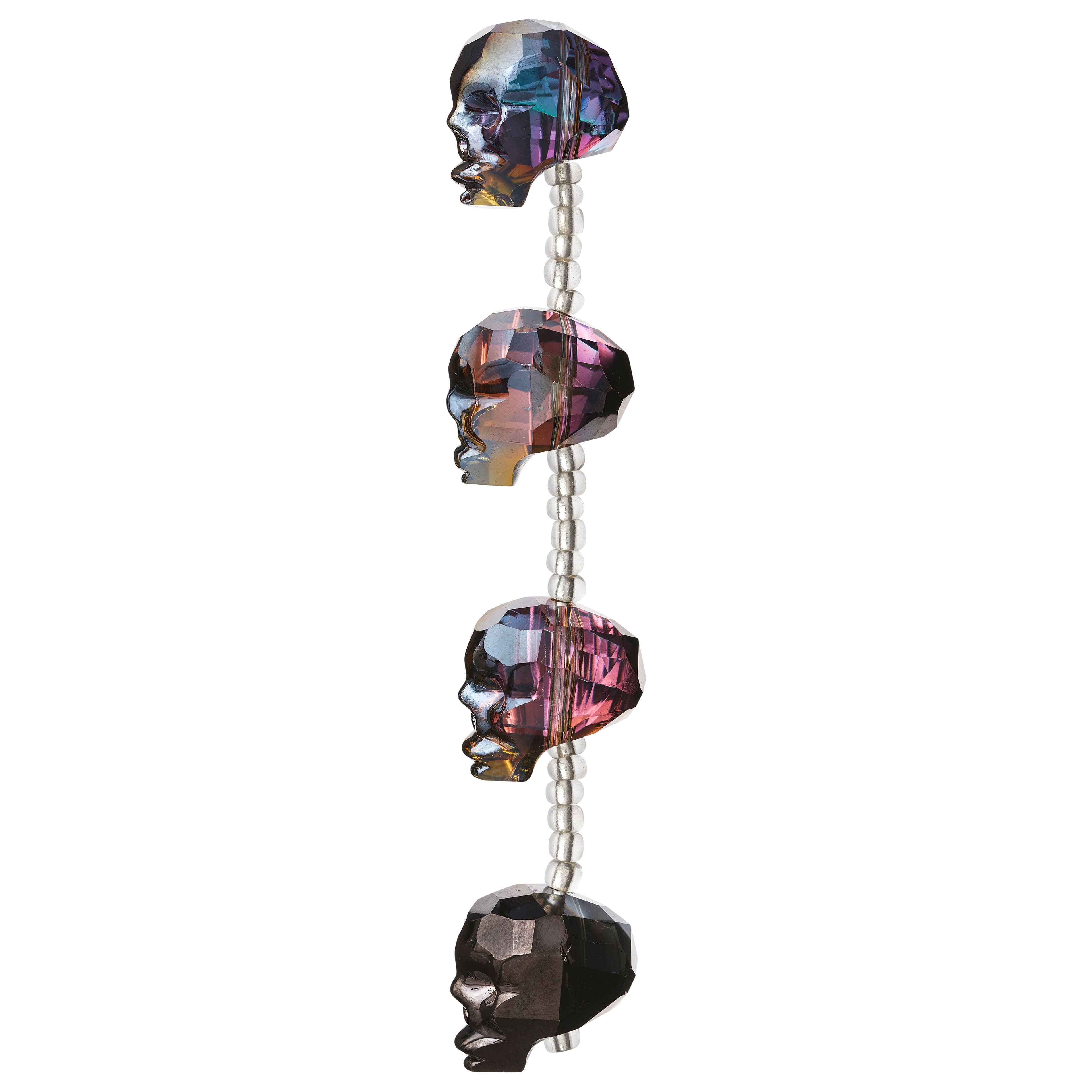 12 Pack: 4 ct. (48 total) Gunmetal Faceted Glass Skull Beads, 20mm by Bead Landing™
