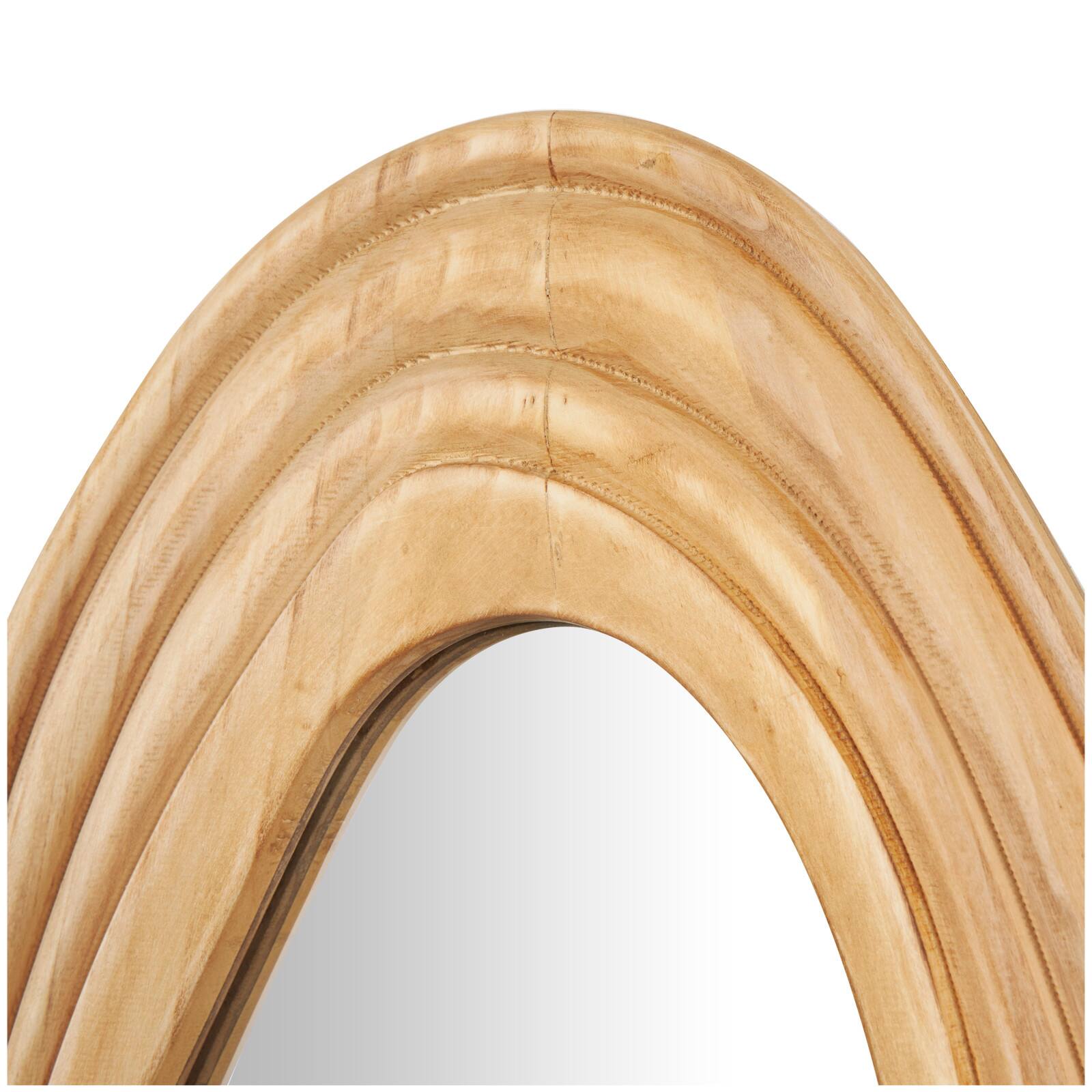 41" Brown Wood Abstract Wavy Wall Mirror with Dimensional Carved Frame
