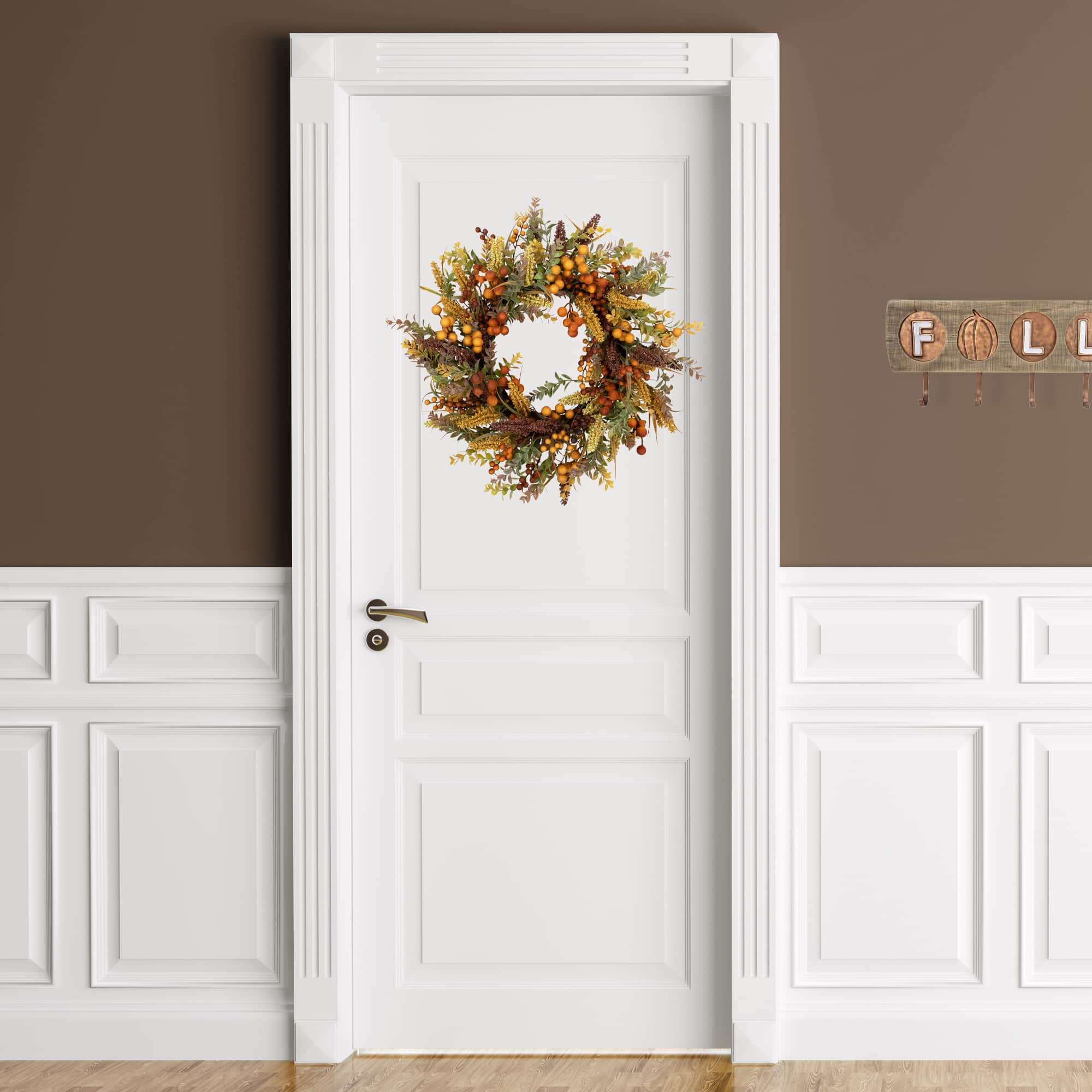 24" Real Touch™️ Mixed Foliage & Berries Fall Harvest Wreath