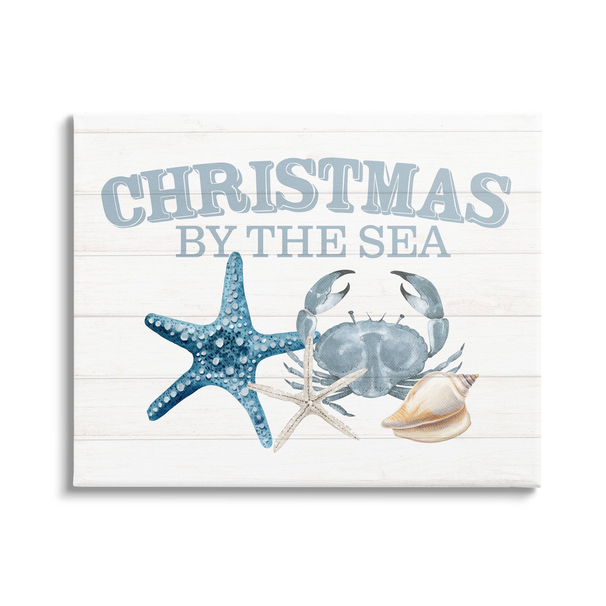 Stupell Industries Christmas By The Sea Nautical Canvas Wall Art