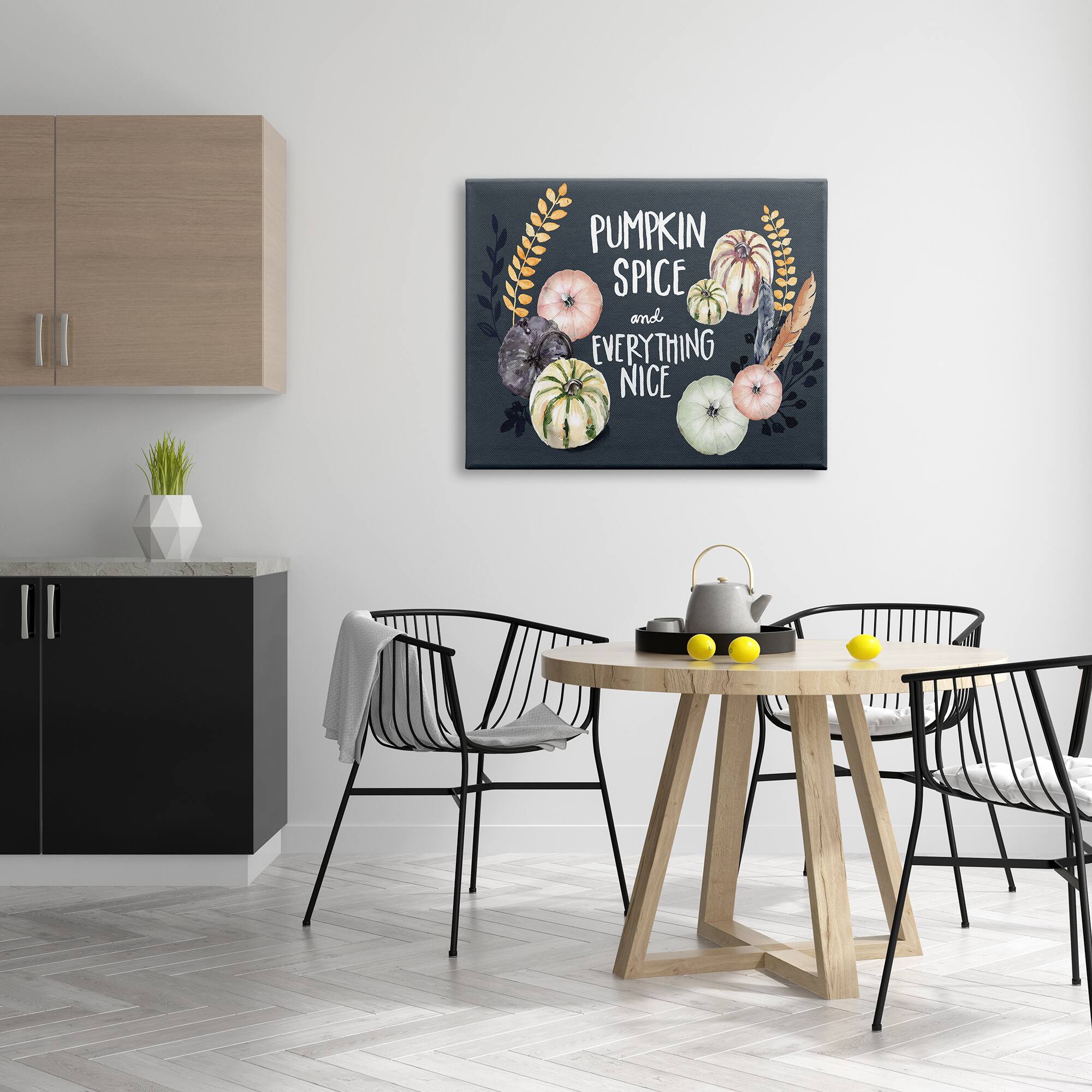 Stupell Industries Pumpkin Spice Everything Nice Phrase Autumn Harvest Feathers Canvas Wall Art