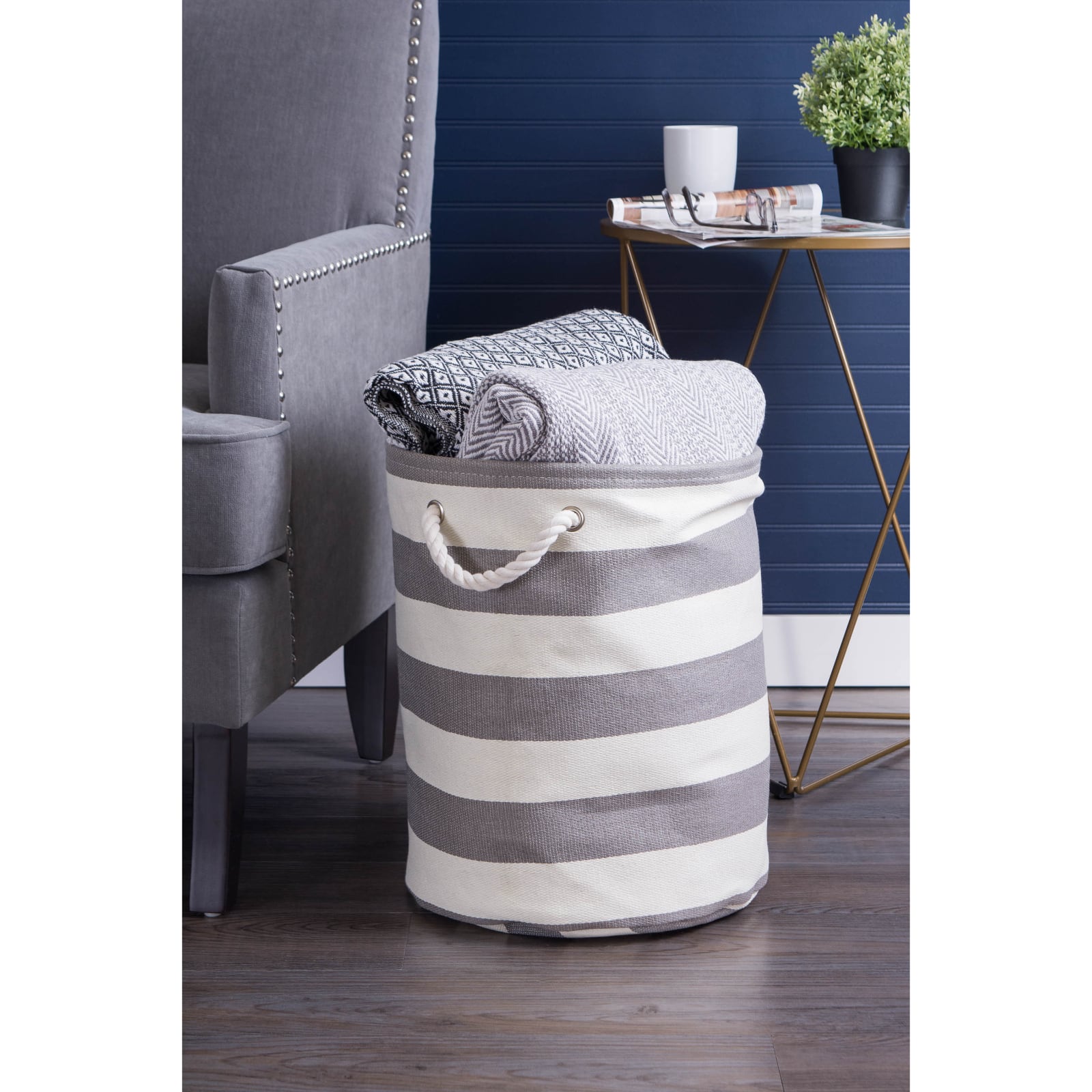 DII® 14" Stripe Woven Paper Storage Bin