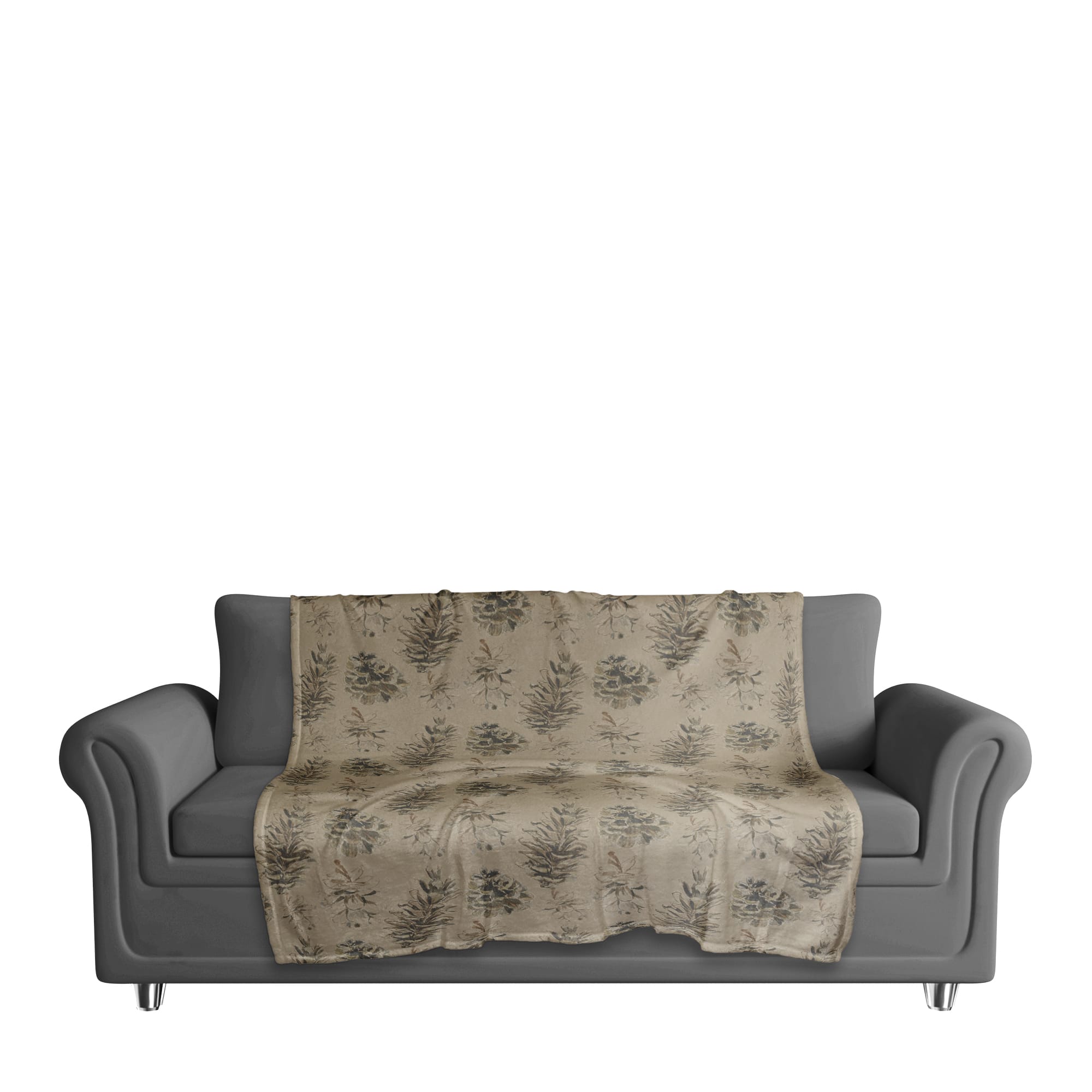 Pinecones on Coral Fleece Blanket