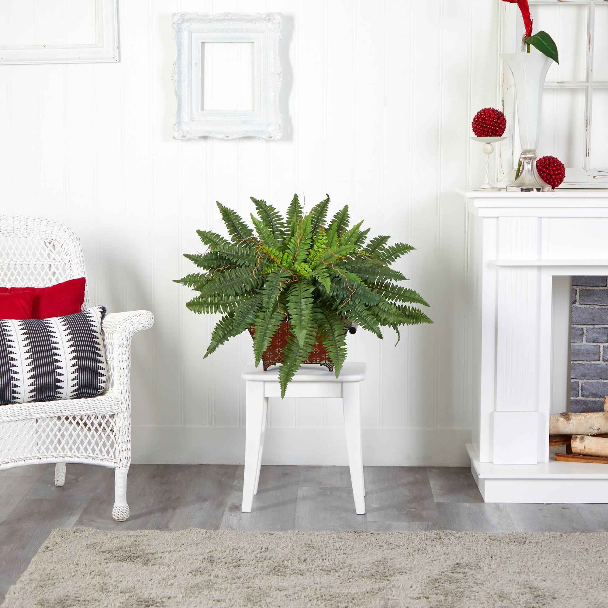 23" Boston Fern In Metallic Planter
