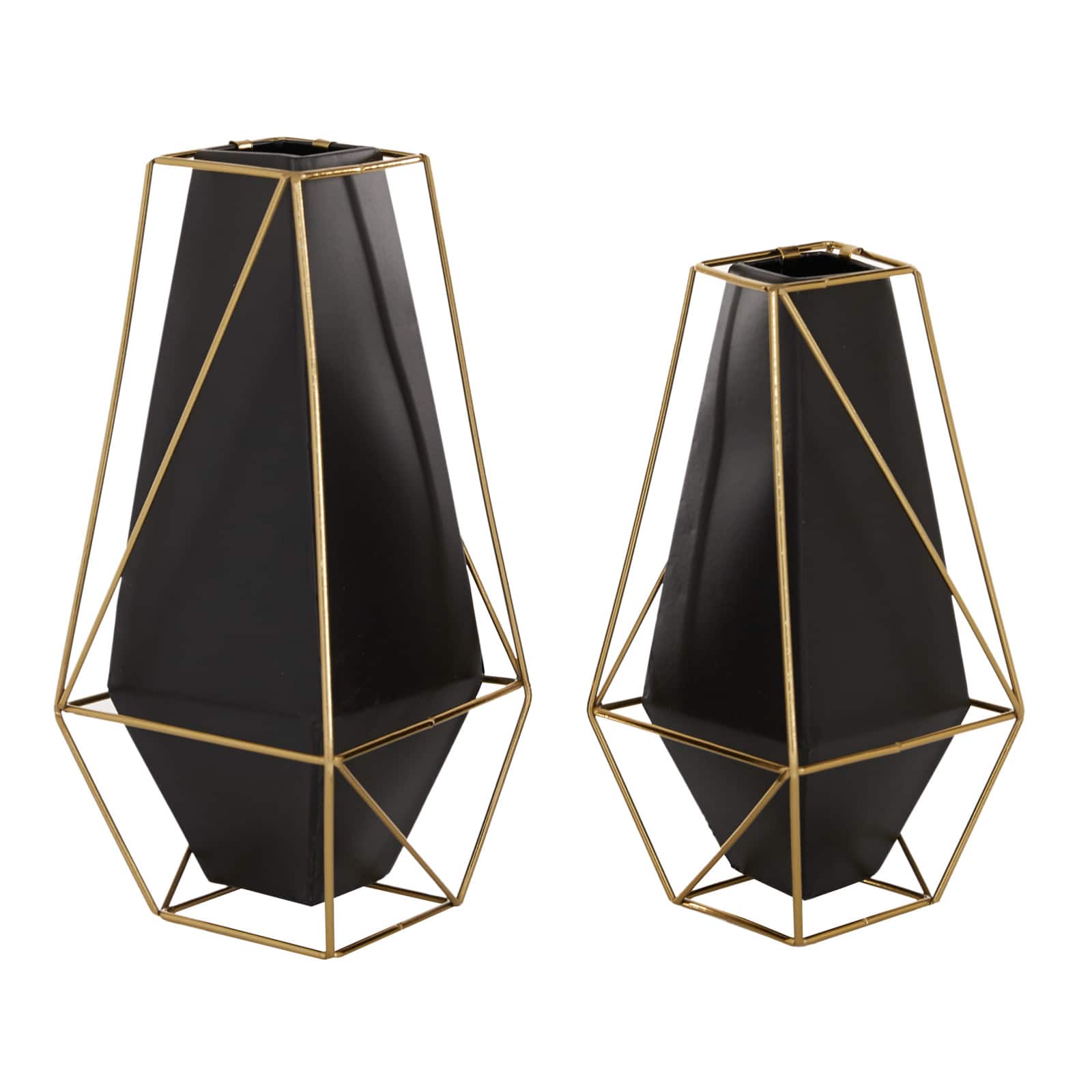 Black Metal Contemporary Vase Set