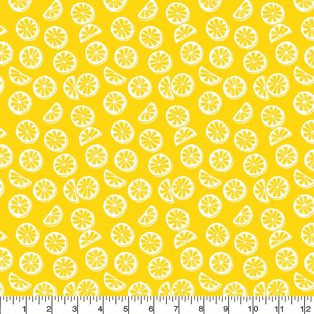 Eugene Textiles Yellow Lemon Cotton Quilting Fabric