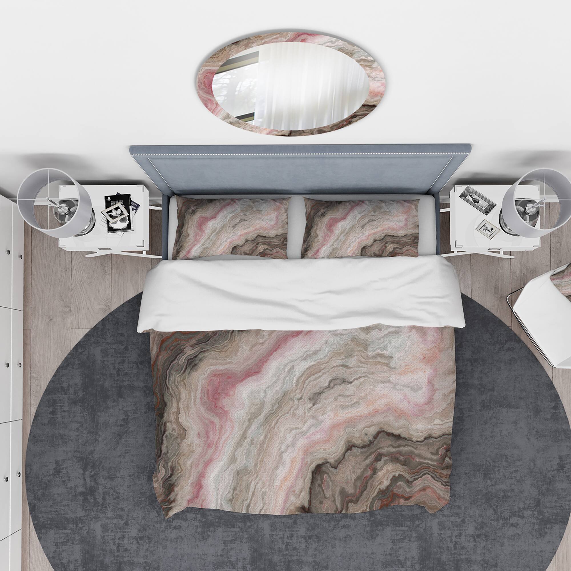 Designart 'Grey Onyx with Rose Inclusions' Mid-Century Modern Bedding Set