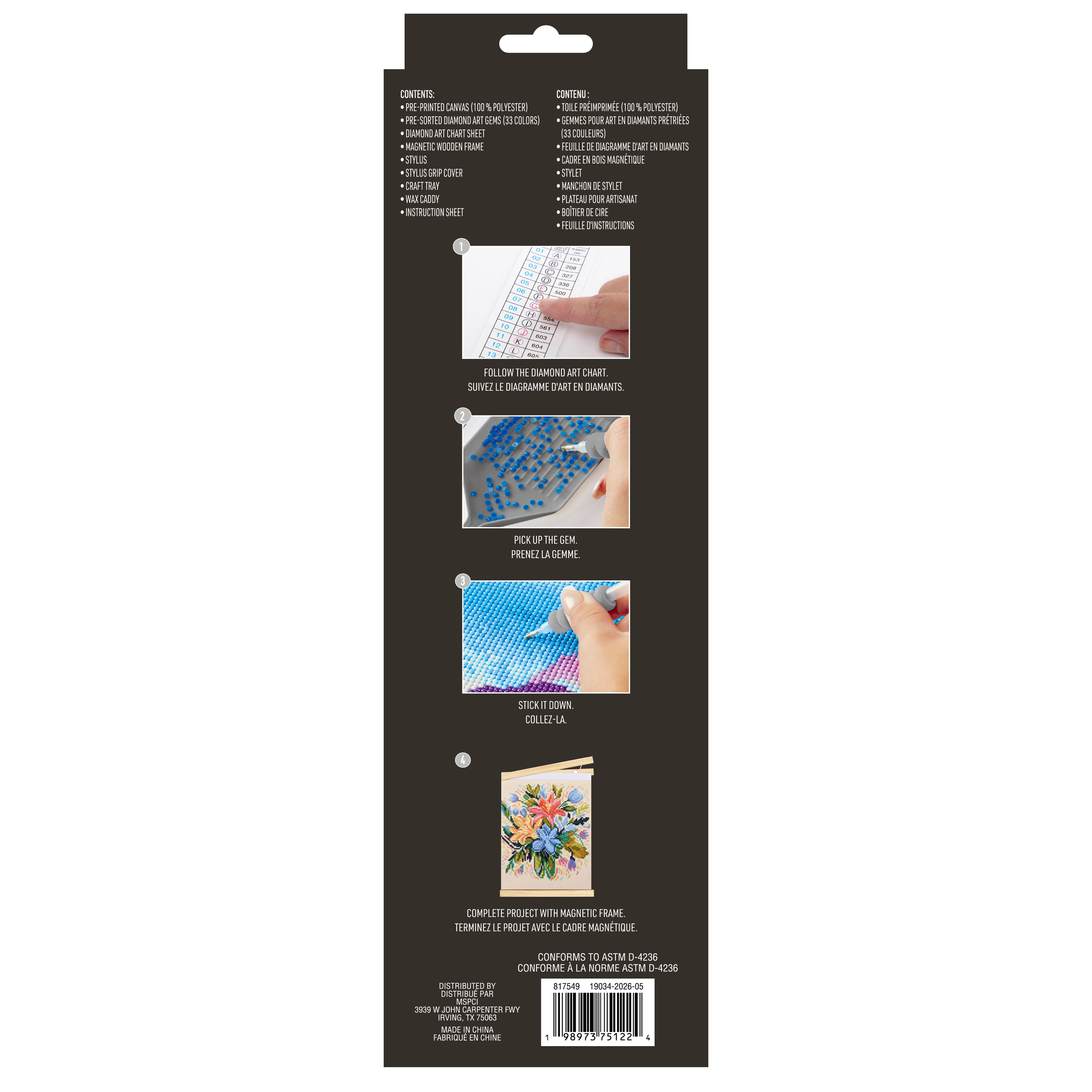 8.5" x 11" Pastel Flowers Diamond Art Kit with Wooden Frame by Make Market®