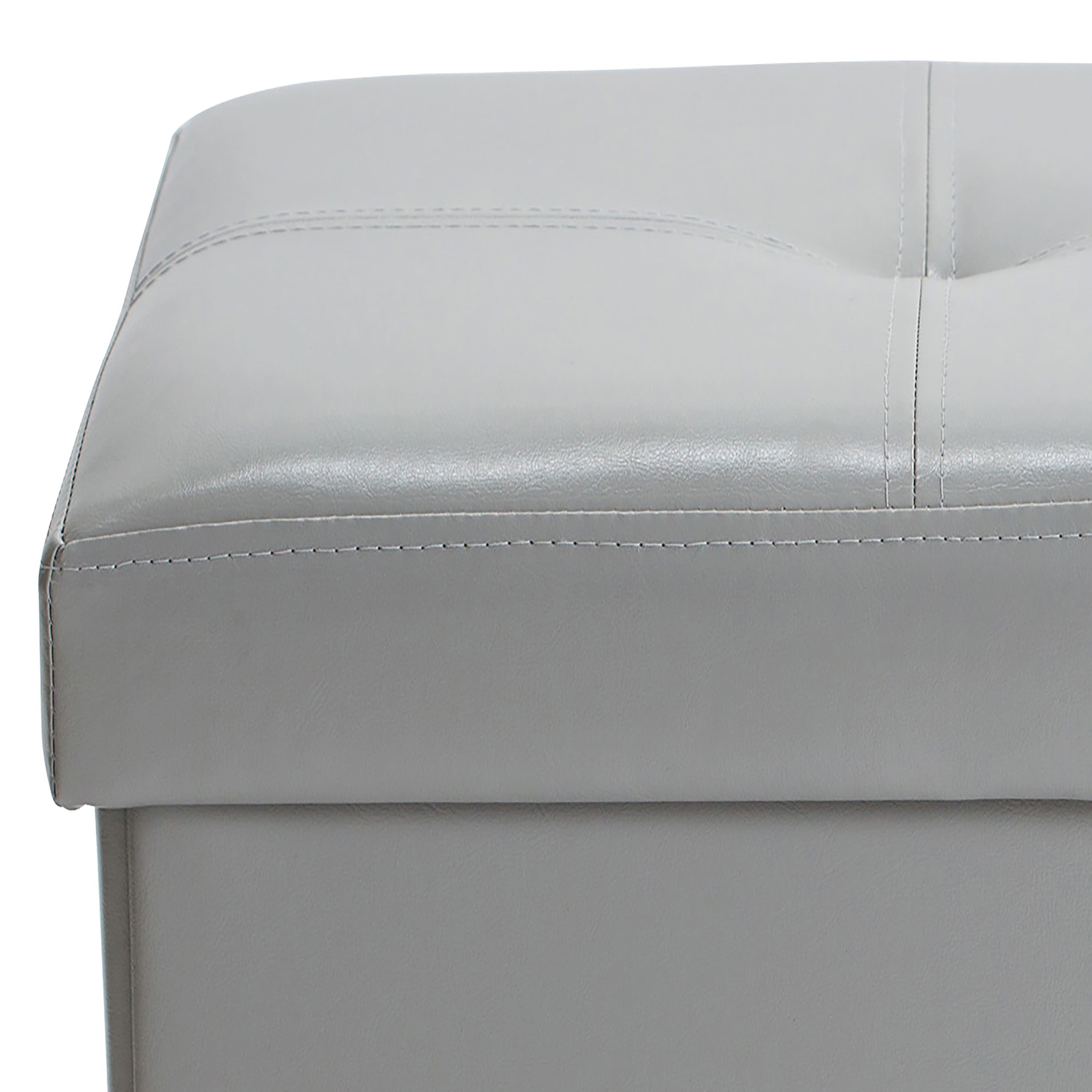 Simplify Faux Leather Double Folding Storage Ottoman