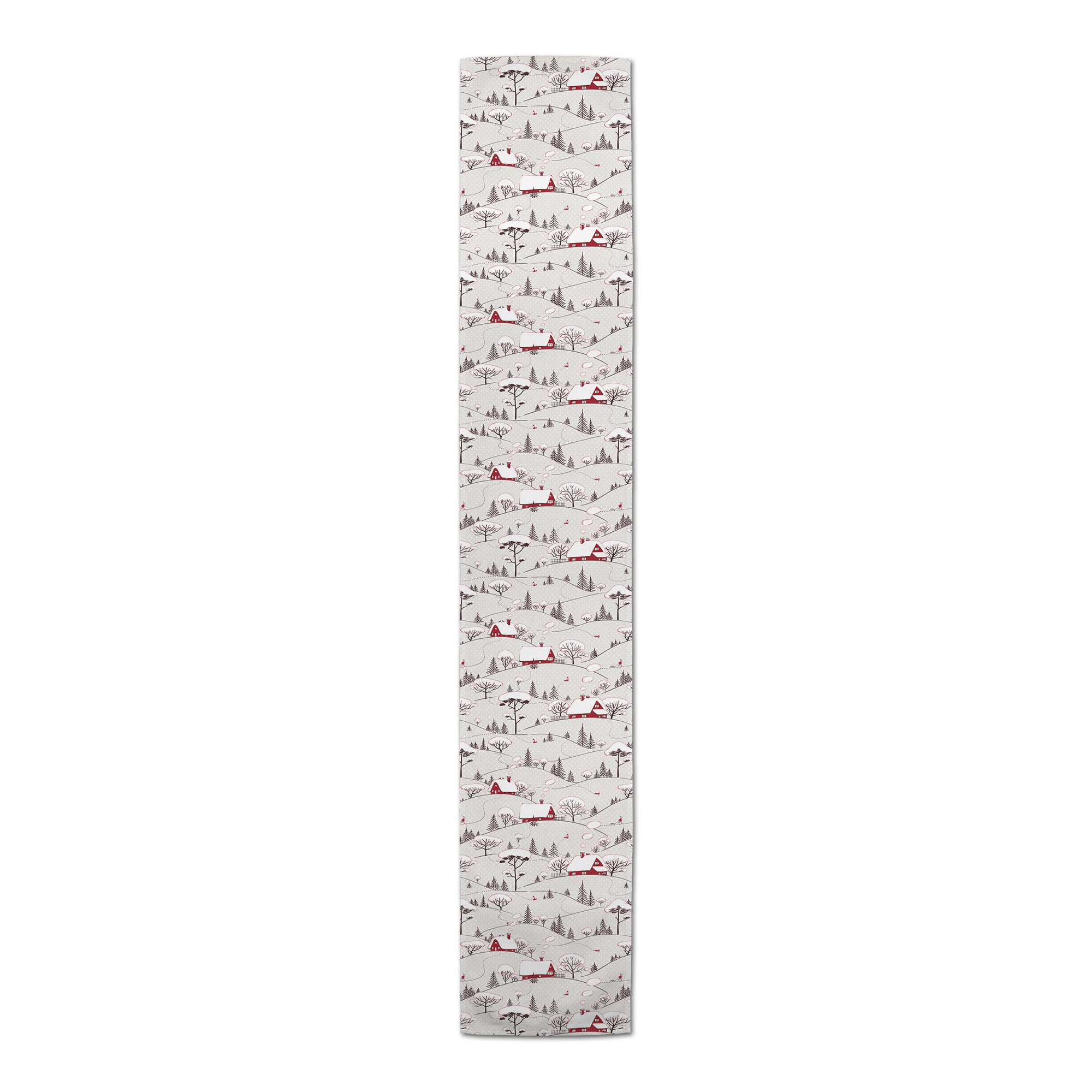 Snowy Village 16x90 Poly Twill Table Runner