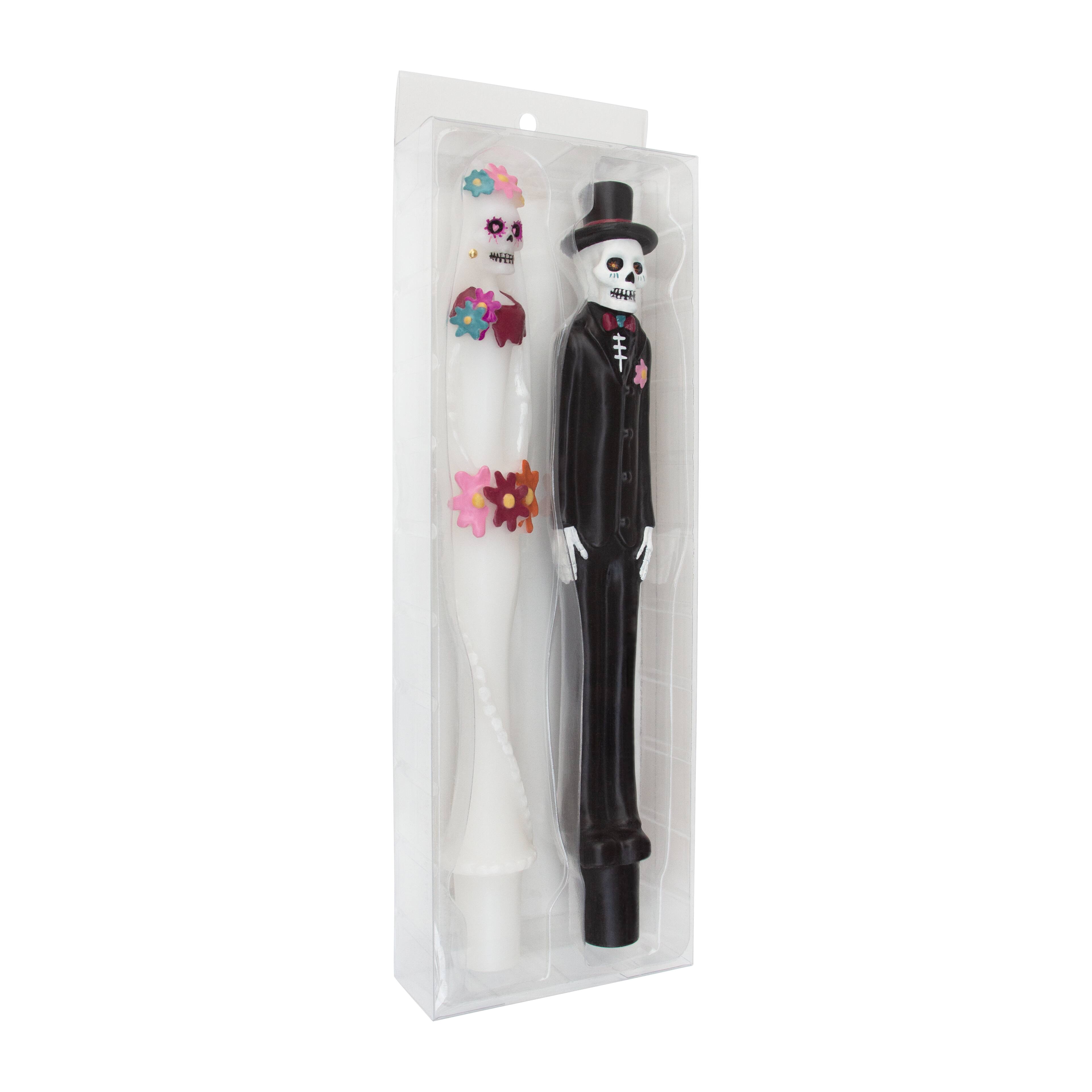 10" Skeleton Bride & Groom Unscented Taper Candles by Ashland®
