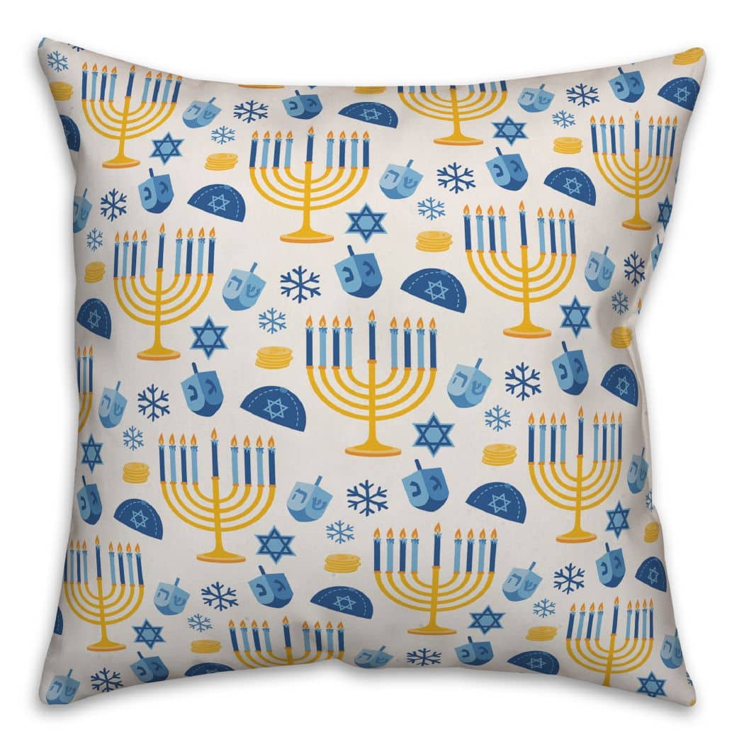 Hanukkah Pattern 18x18 Spun Poly Pillow