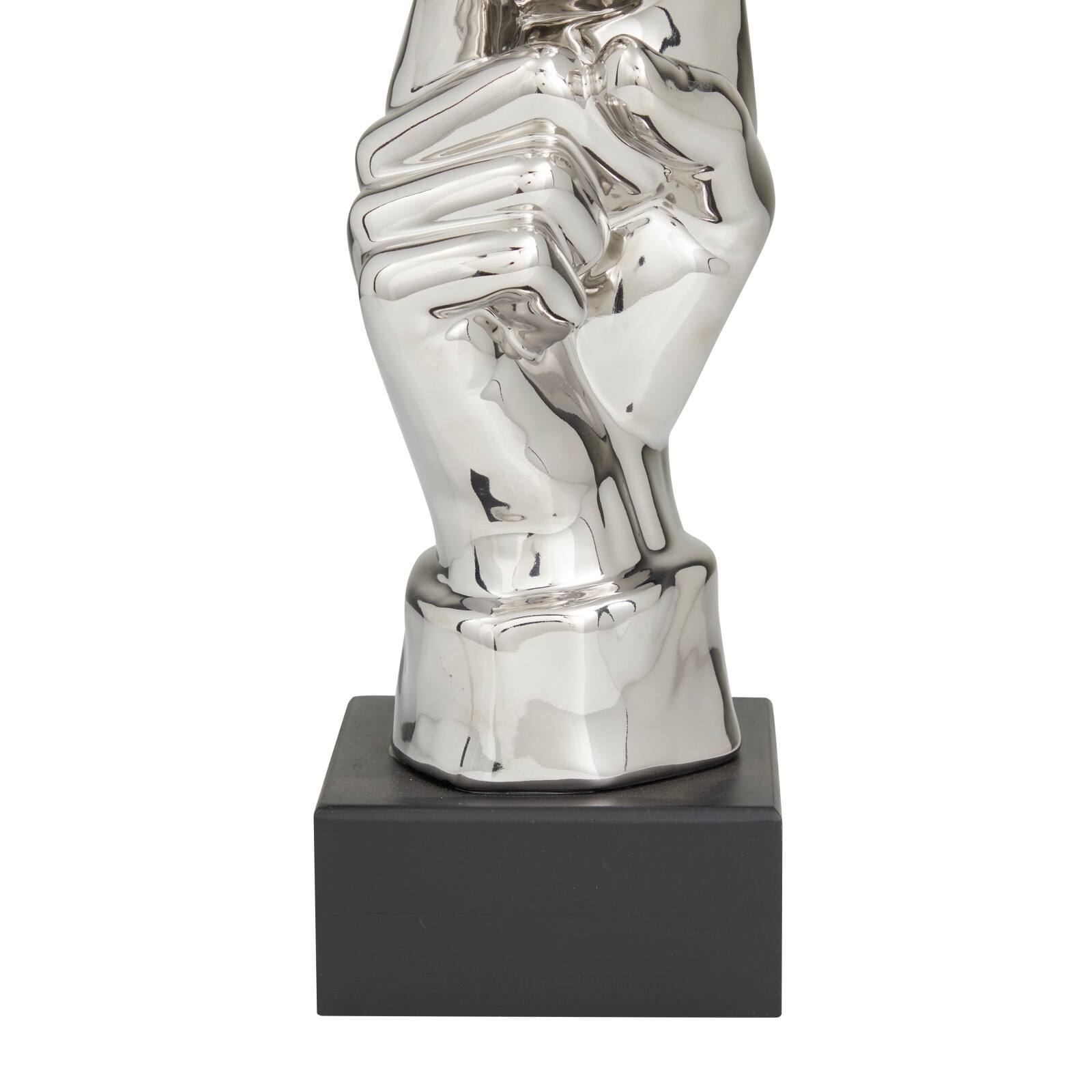 Silver Porcelain Contemporary Sculpture, 17" x 5" x 5"