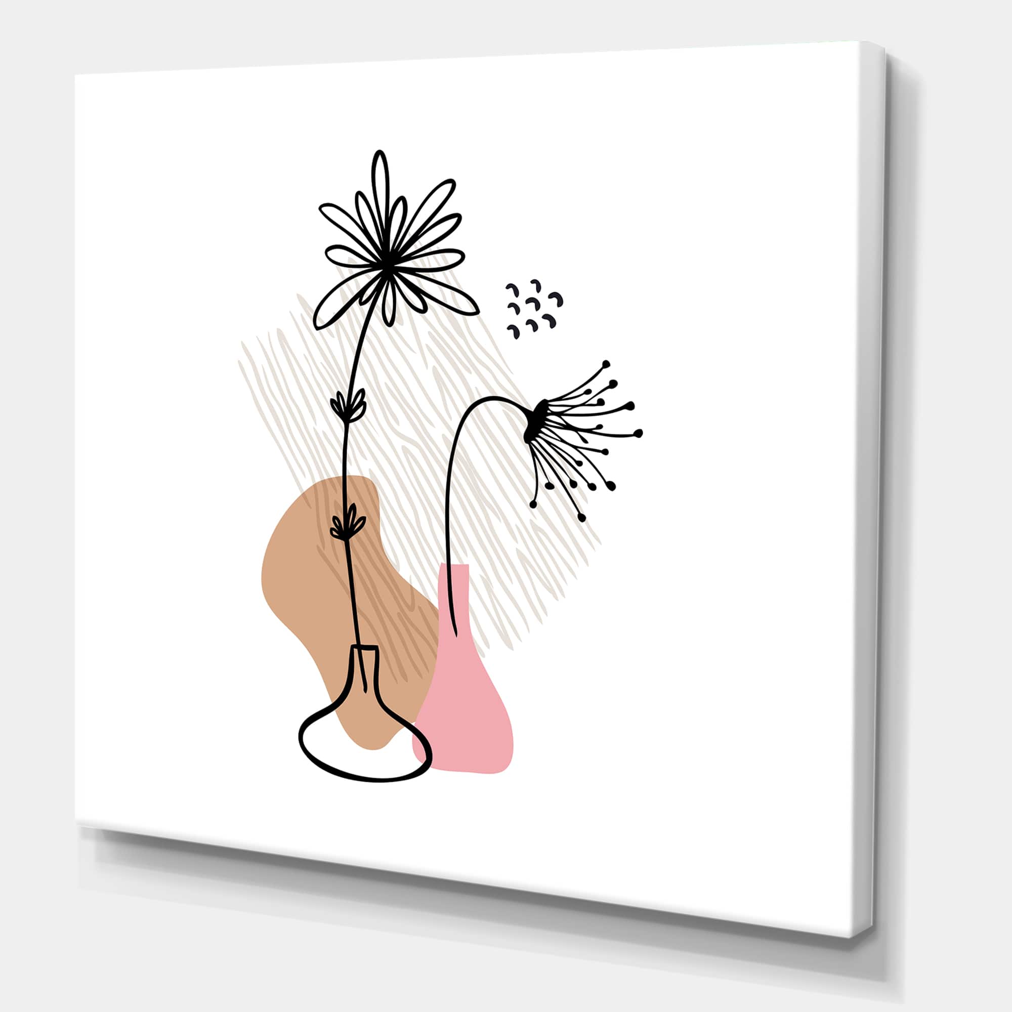 Designart - Abstract Flowers On Minimal Shapes III