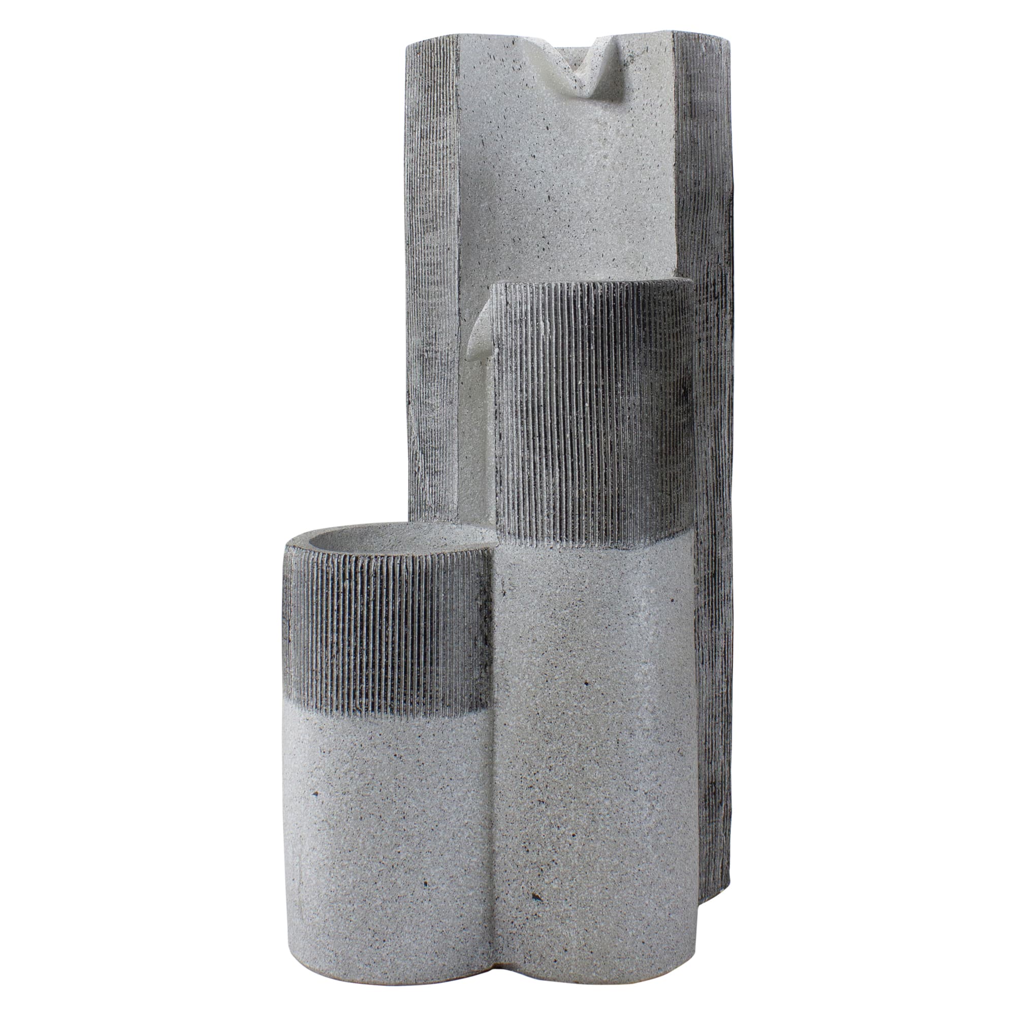 24" Gray Speckled Modern Style 3-Tier Rainfall Outdoor Water Fountain