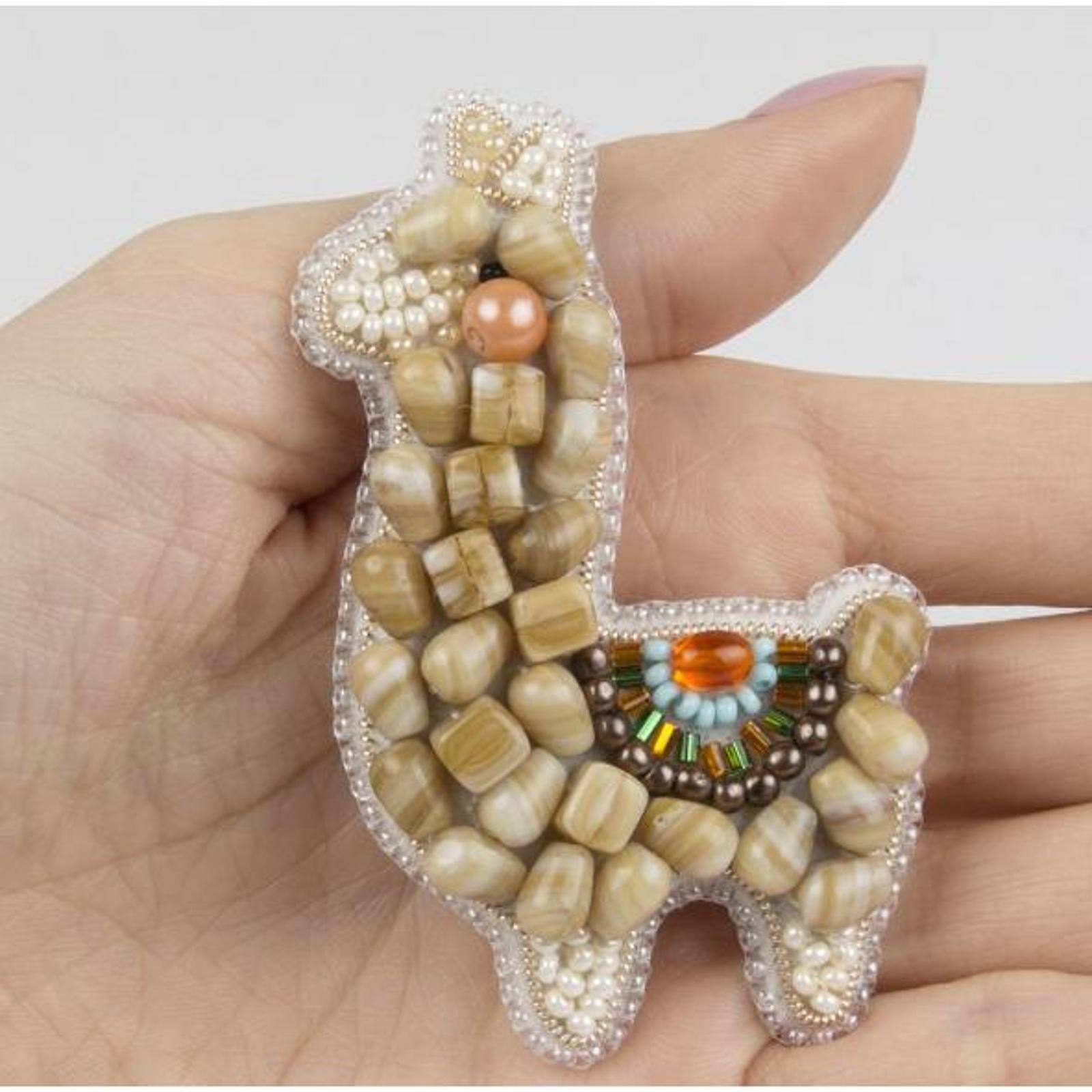 Crystal Art Beadwork Kit For Creating Broоch Lama