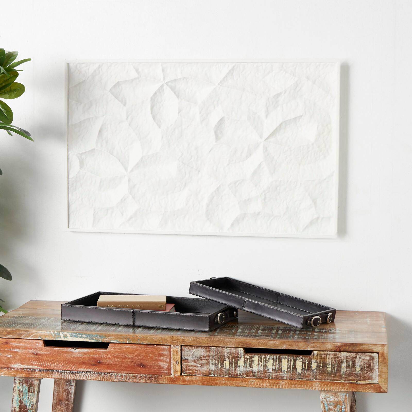 Abstract Dimensional Wall Art in White Frame