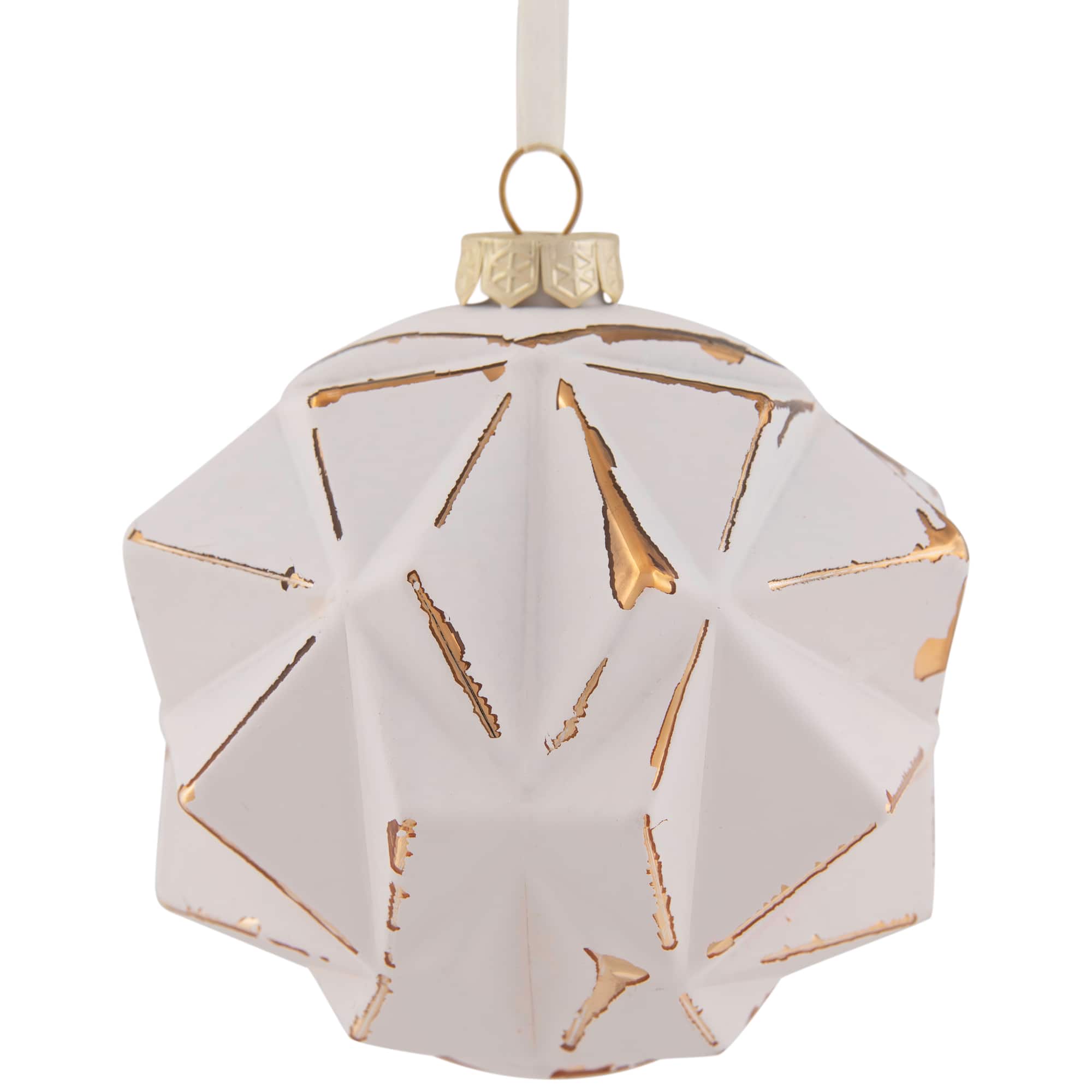 4" Pink & Gold Geometric Glass Ball Ornament