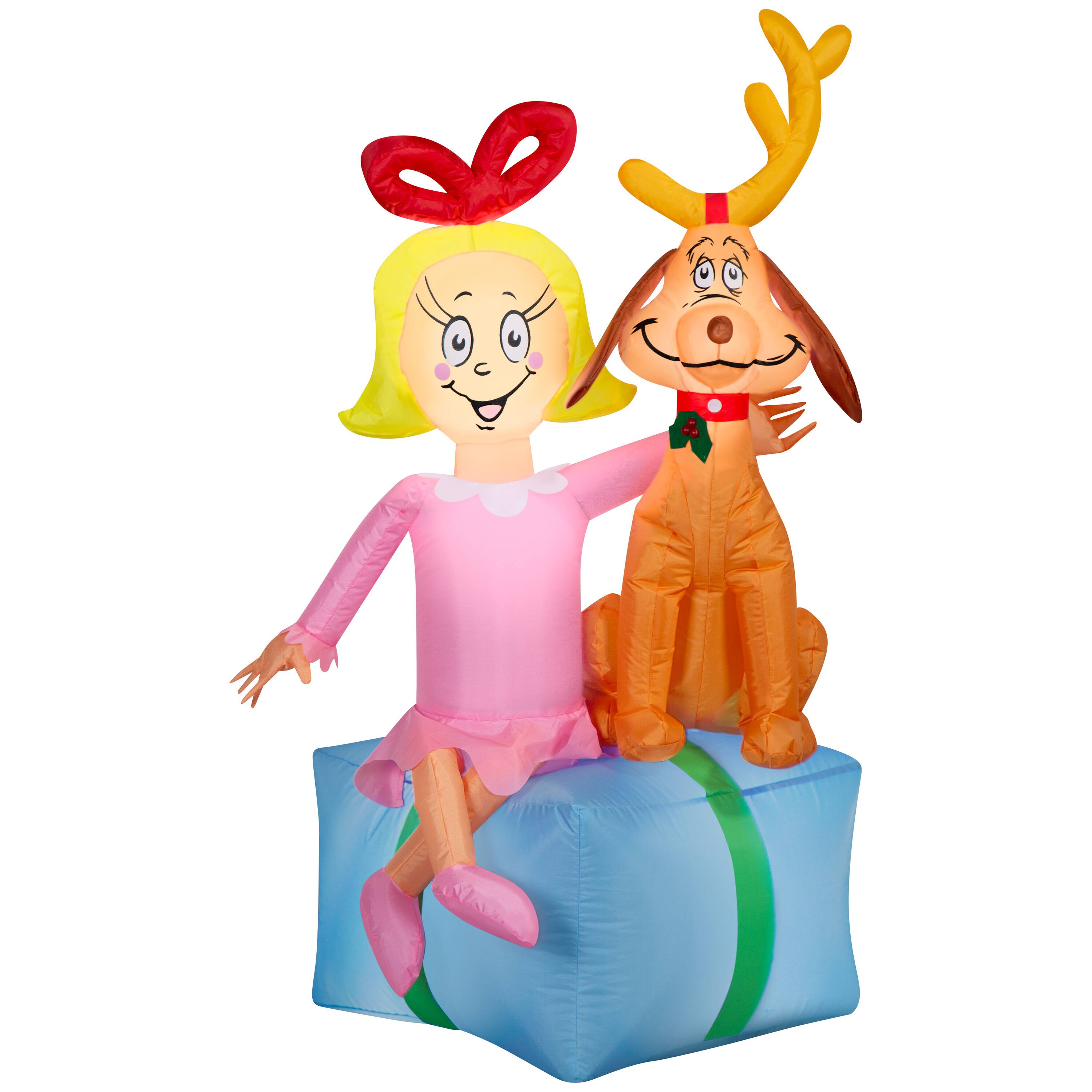 Airblown® Dr. Seuss™ Inflatable Cindy & Max on Seussian Pantone Present Christmas Light Décor