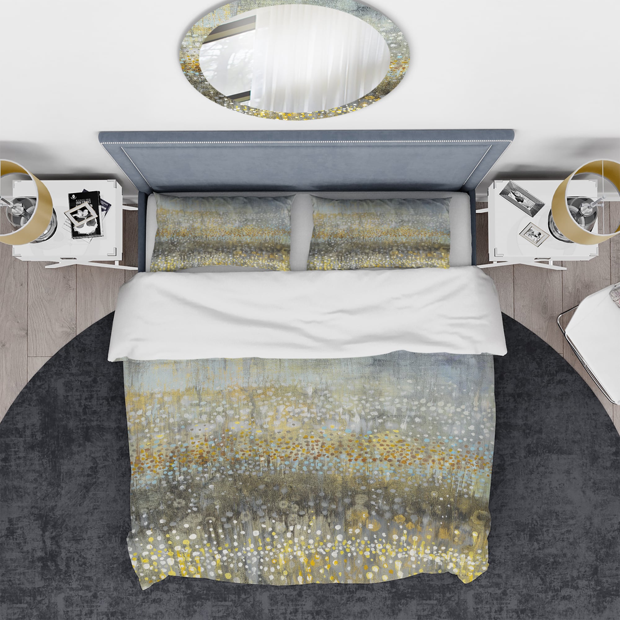 Designart 'Glam Rain Abstract IV' Glam Bedding Set - Duvet Cover & Shams