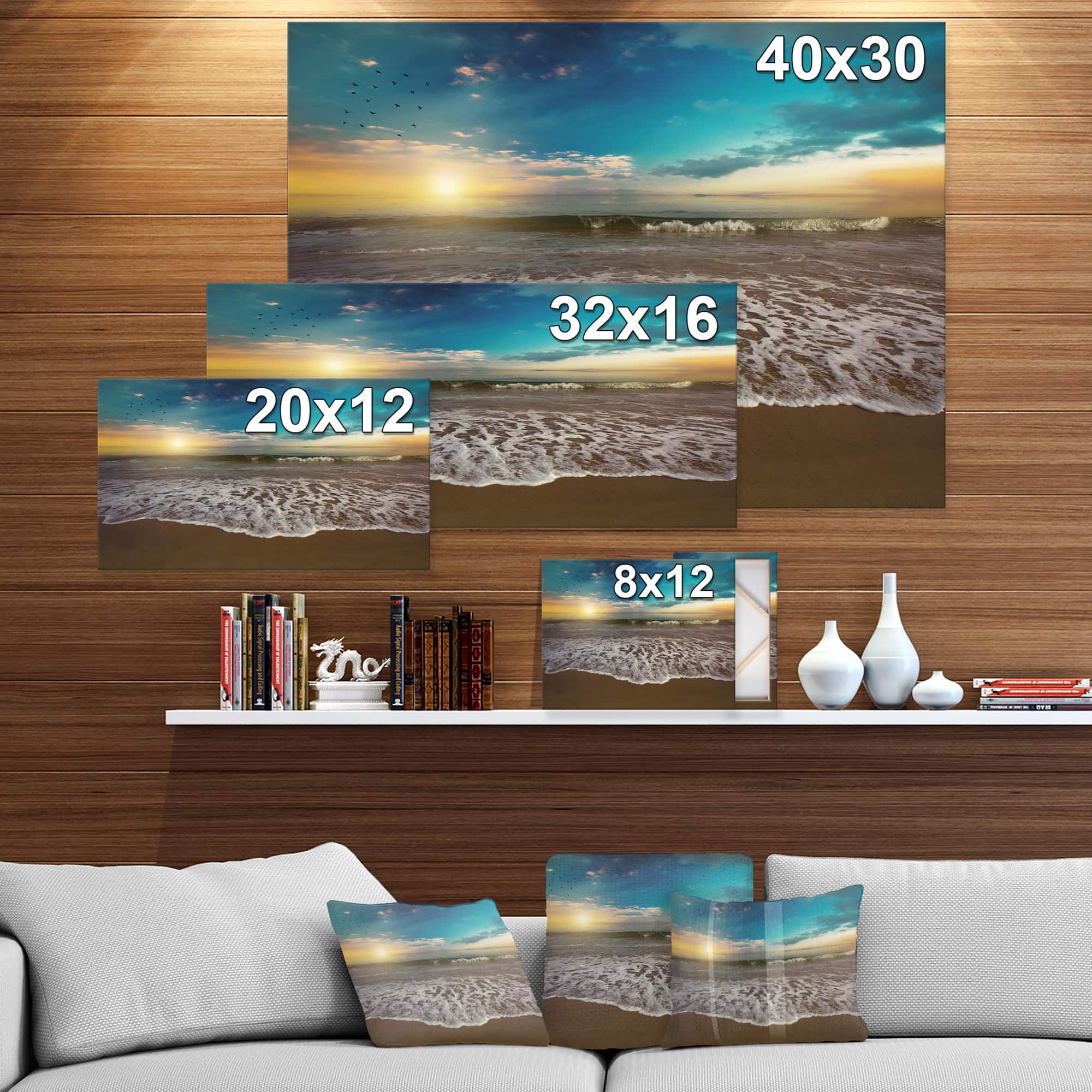 Designart - Ocean Waves at Sunrise - Sea & Shore Photography on wrapped Canvas