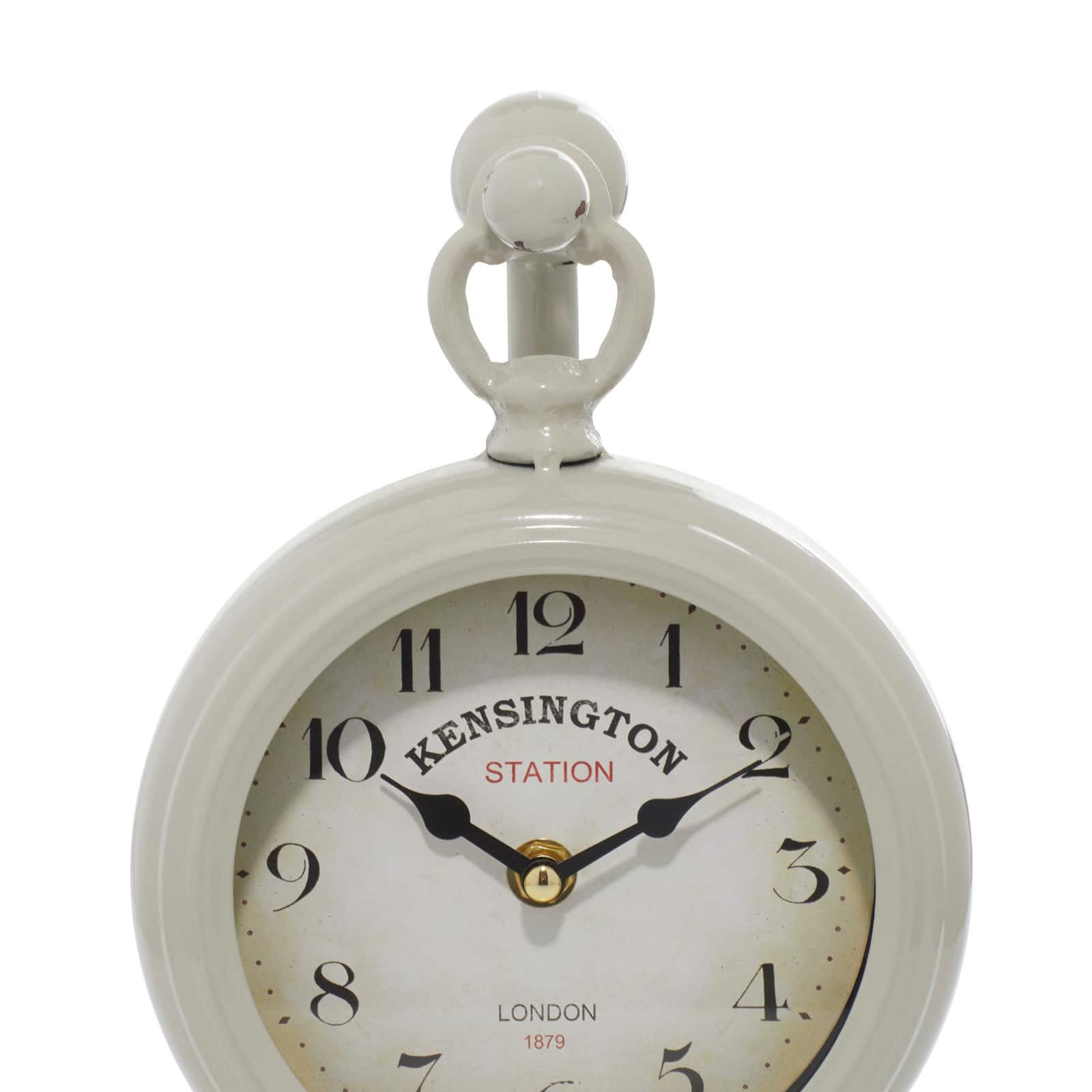 15" White Metal Hanging Clock
