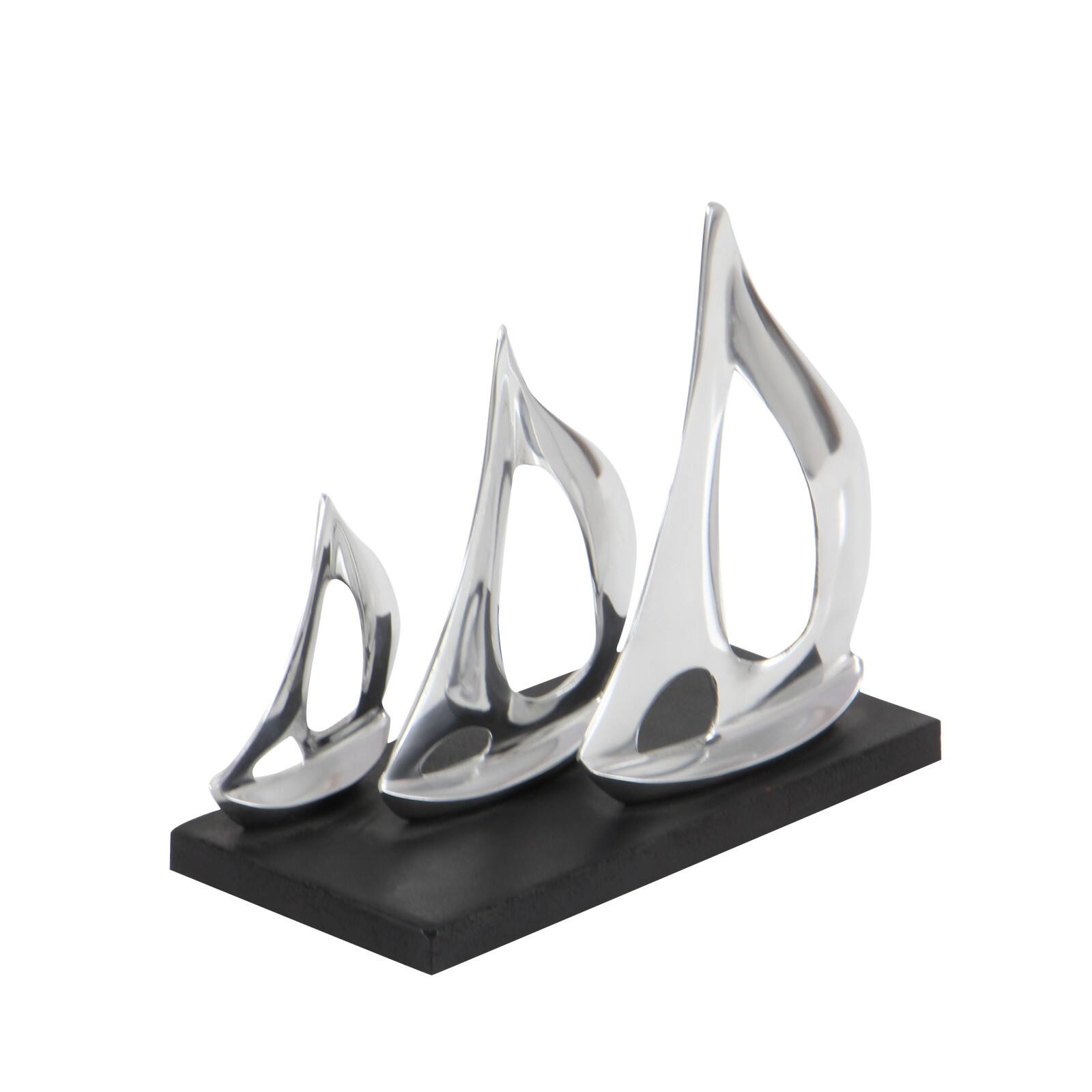 11" Silver Sail Boat Coastal Sculpture