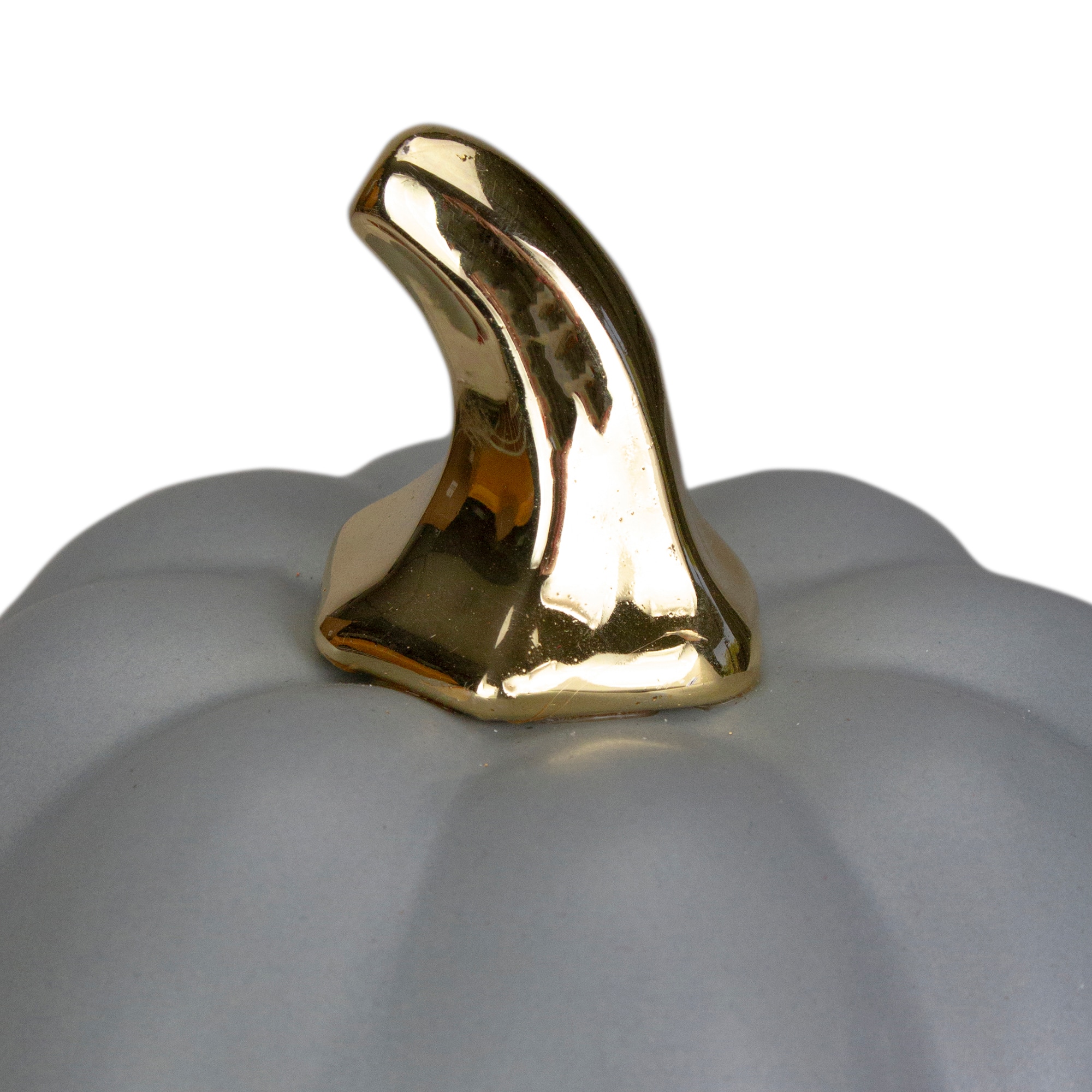 7" Gray & Gold Fall Harvest Ceramic Pumpkin Decoration