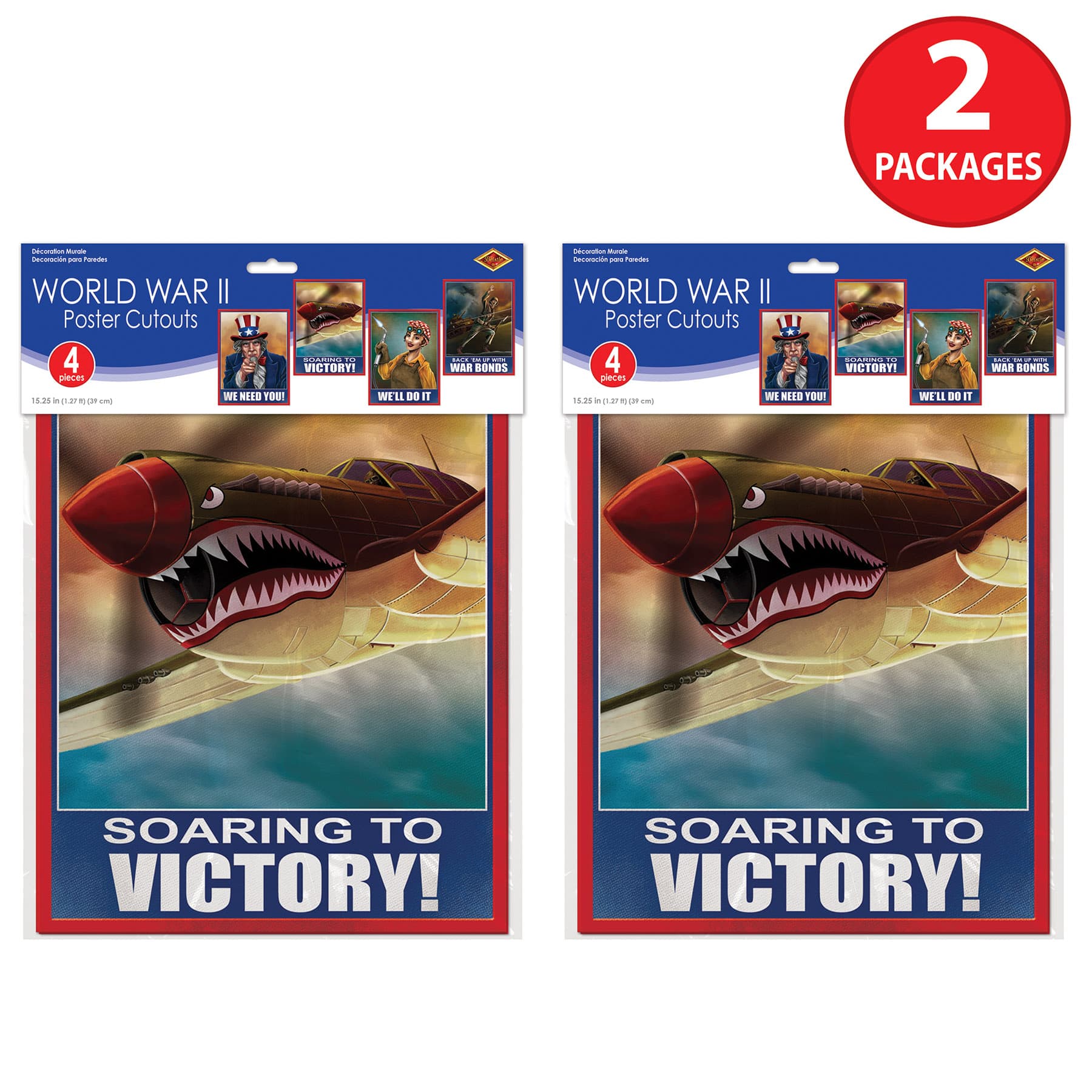 Beistle 15.25" World War II Poster Cutouts, 8ct.