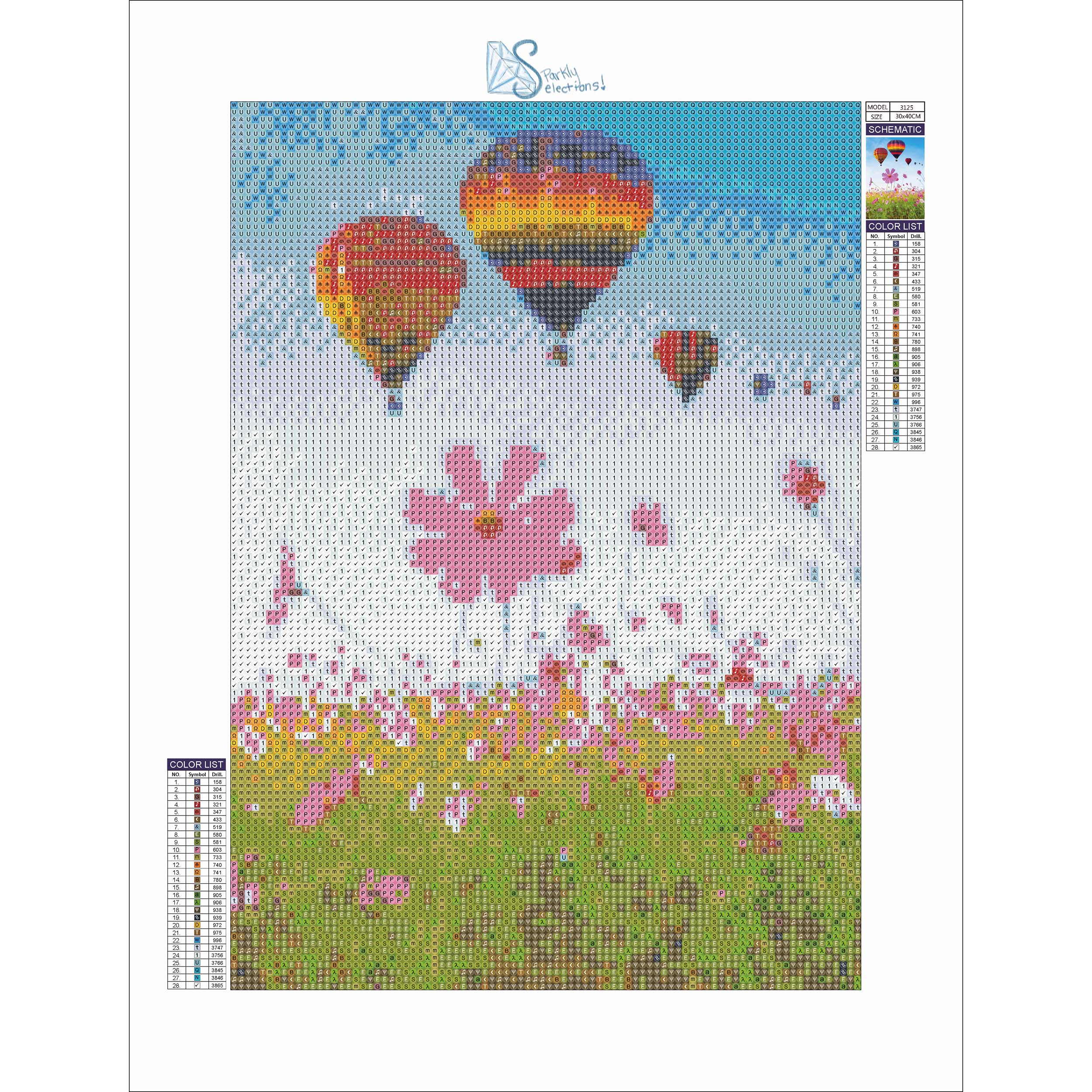 Sparkly Selections Hot Air Balloons Over Flowers Diamond Painting Kit, Round Diamonds
