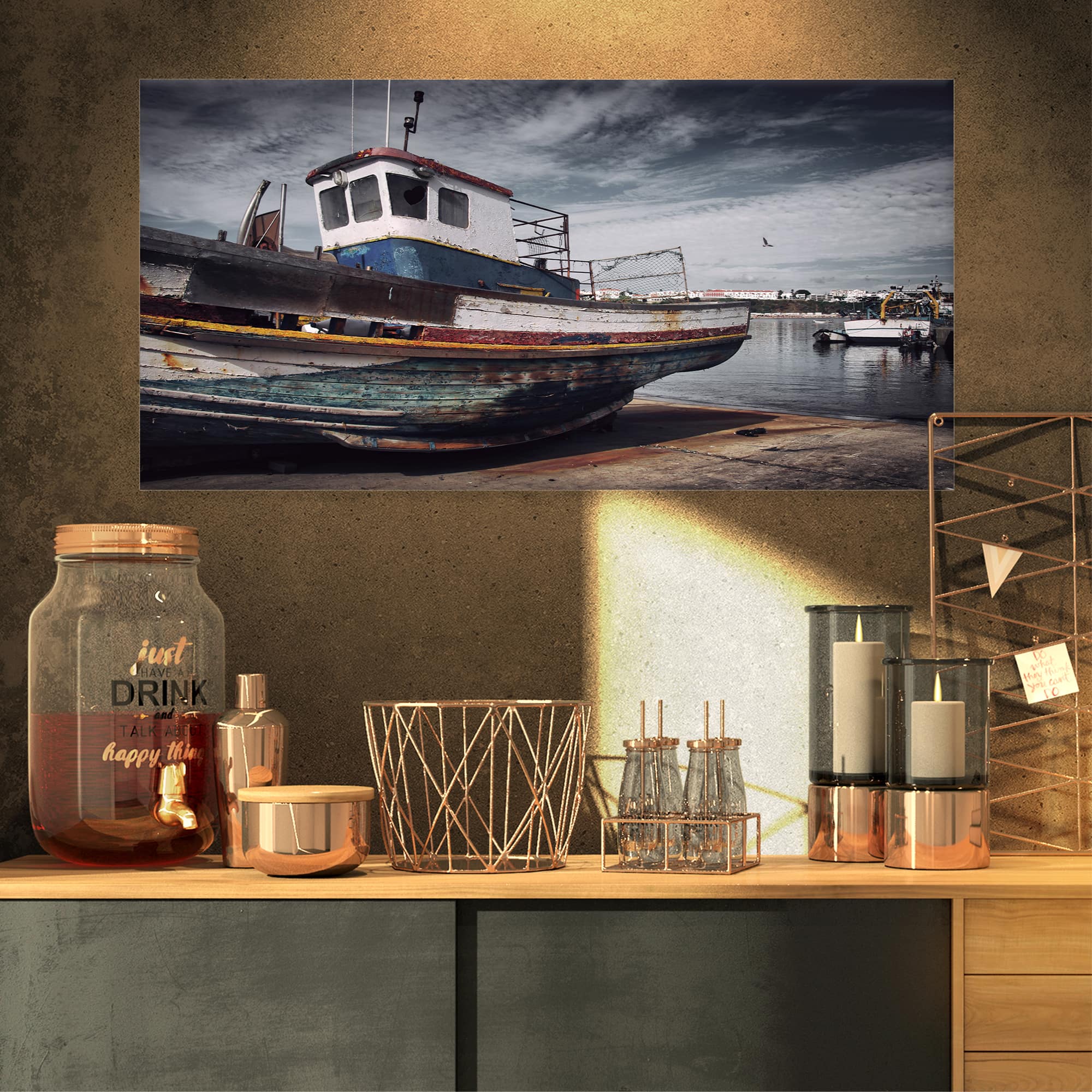 Designart - Old Fishing Boat - Boat Canvas Art Print