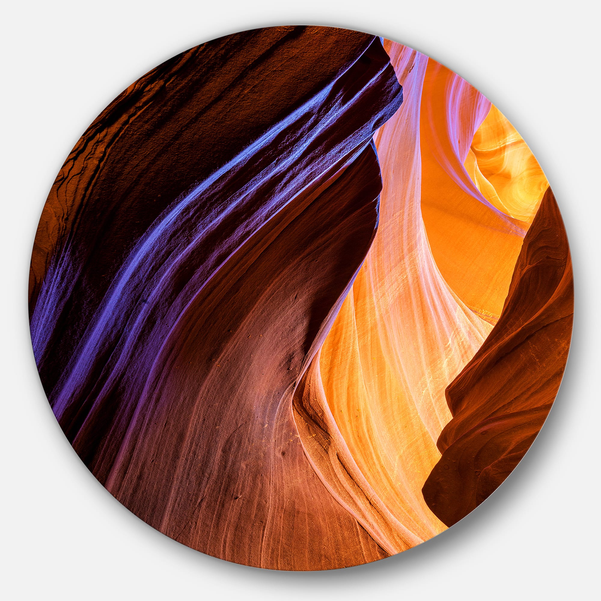 Designart - Blue Wall of Antelope Canyon' Landscape Photography Circle Metal Wall Art