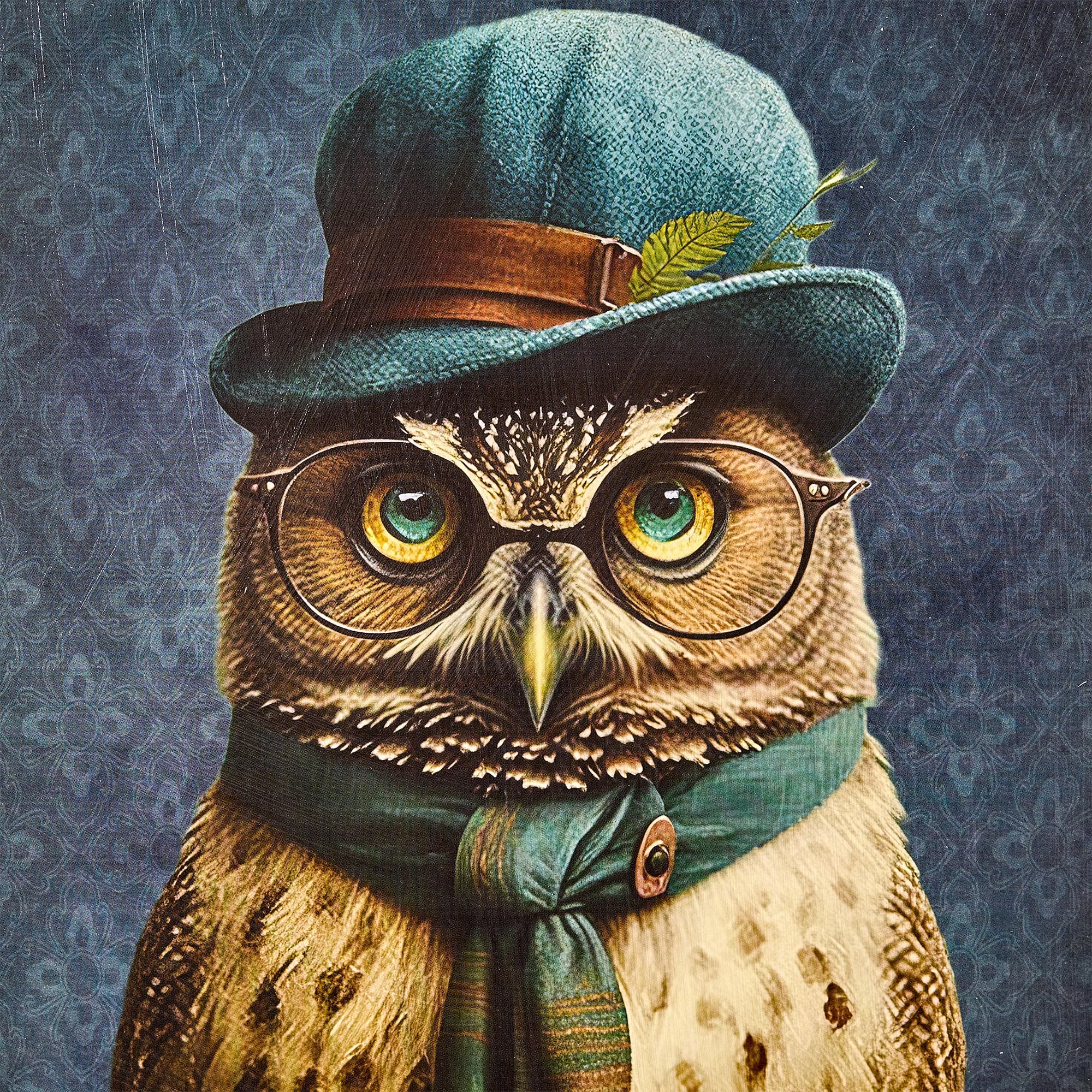 American Art Decor Old Wise Owl Ornate Framed Bar Wall Decor - 16.75" x 13.75" x 1"