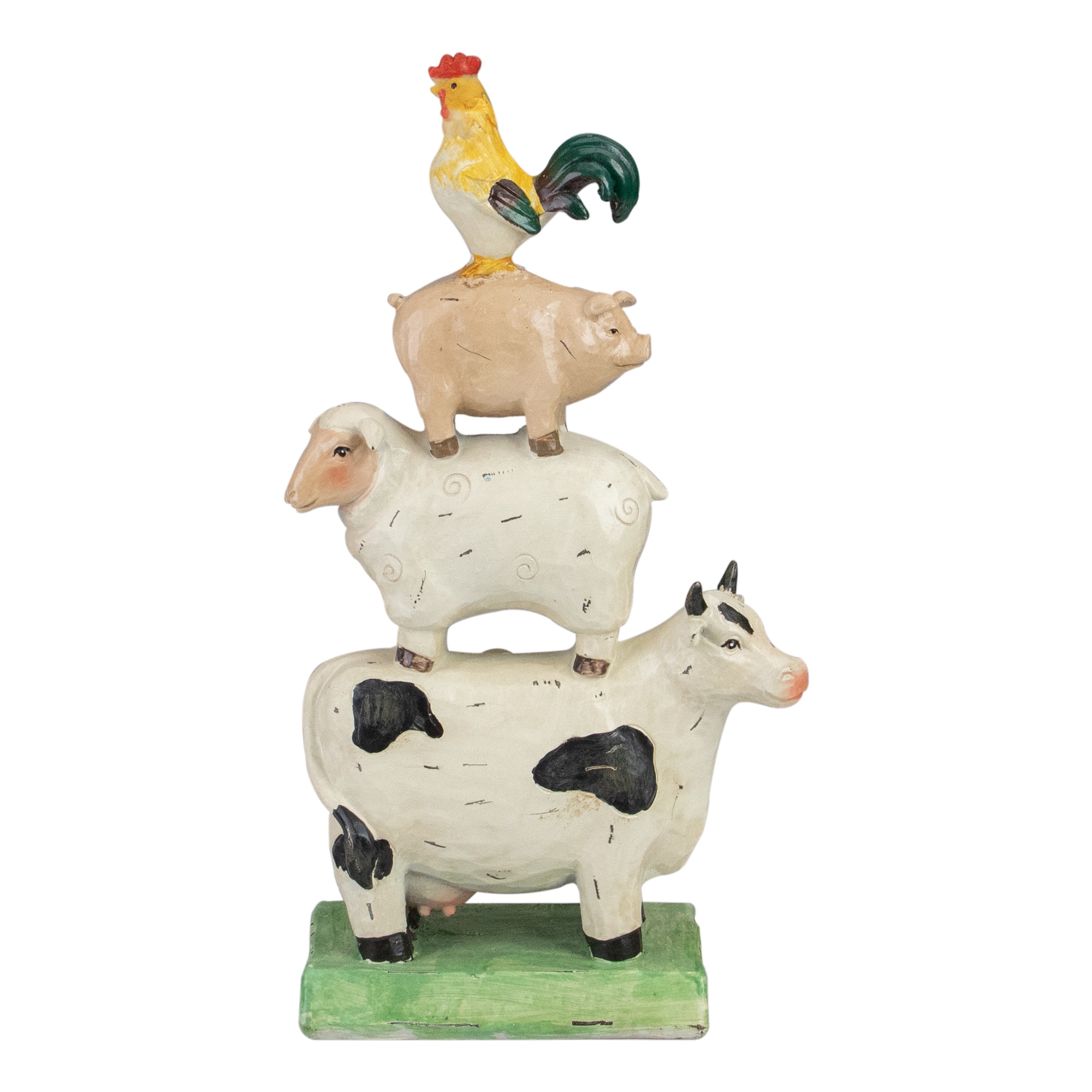 11.5" Stacked Farm Animals Outdoor Garden Statue