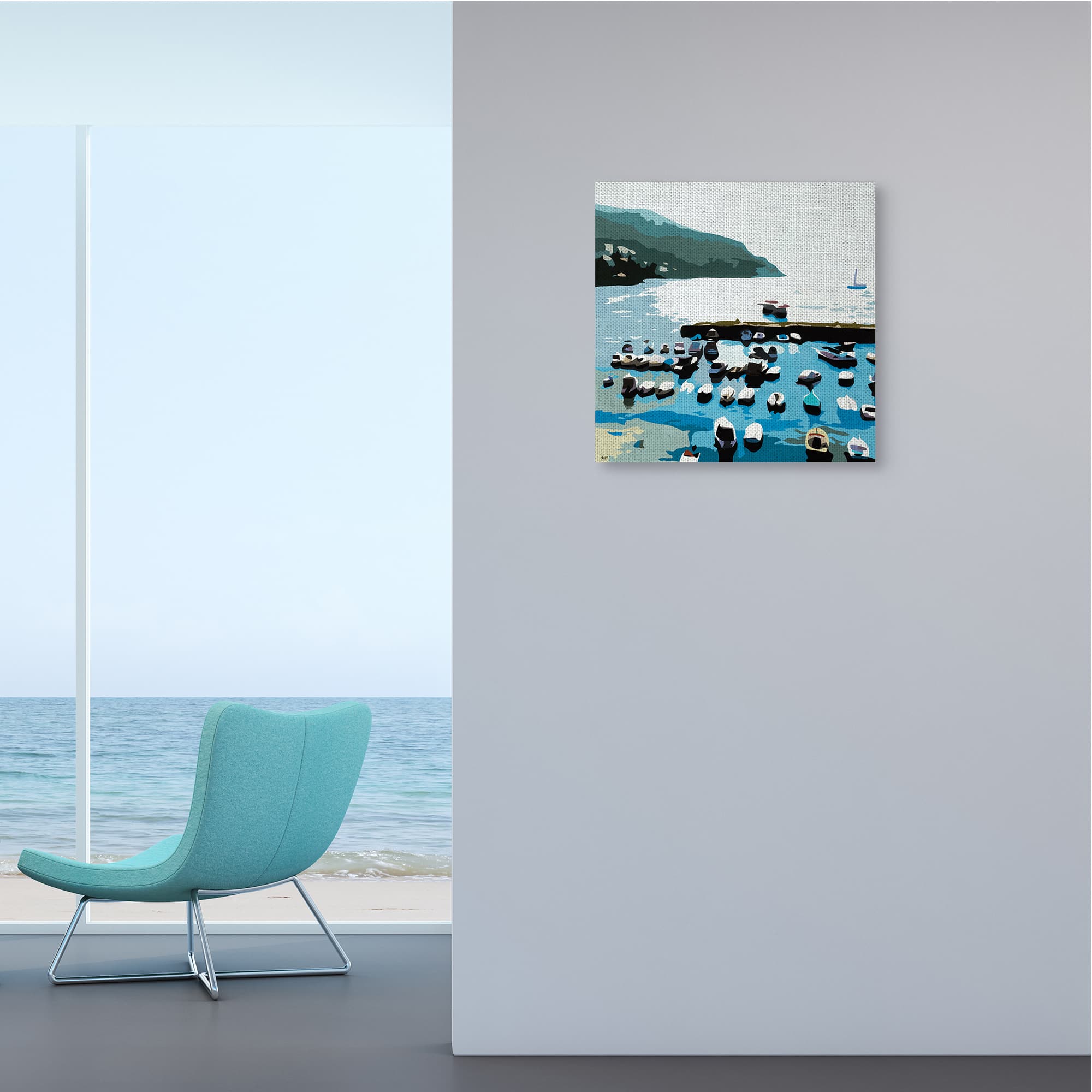 Stupell Industries Boating Docks at Lake Soft Edge Nautical Landscape Canvas Wall Art