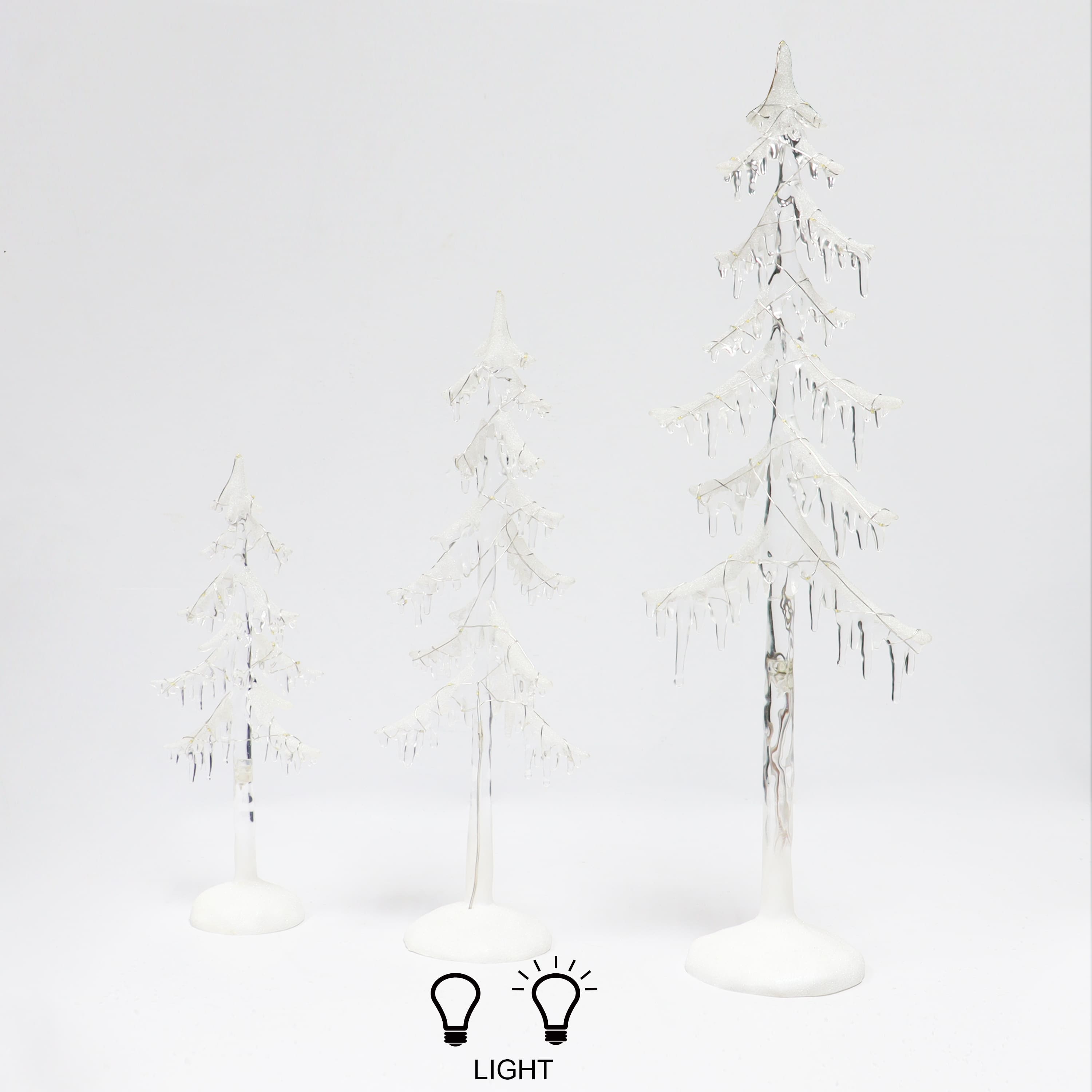 Moments in Time Acrylic Icicle Christmas Trees Set