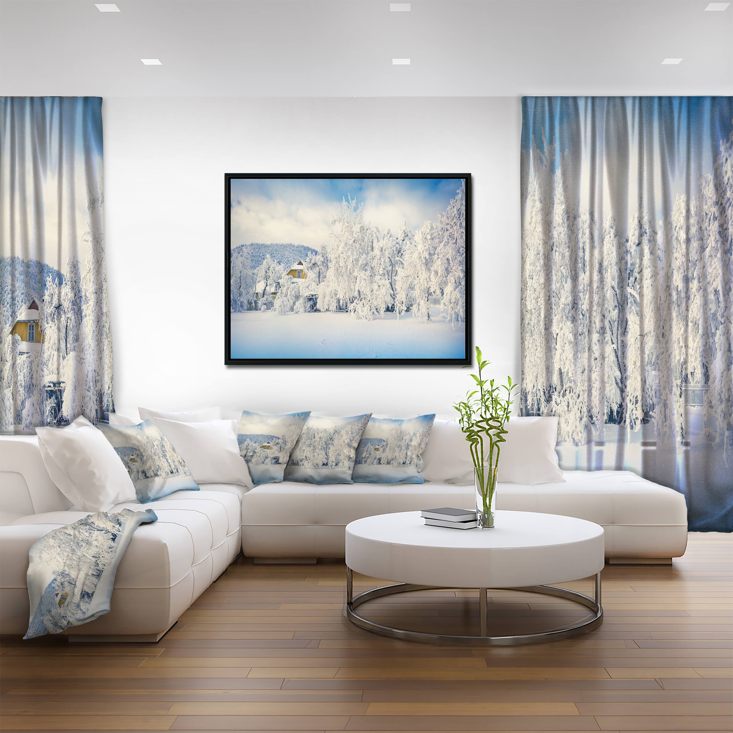 Designart - White Winter Mountain Landscape
