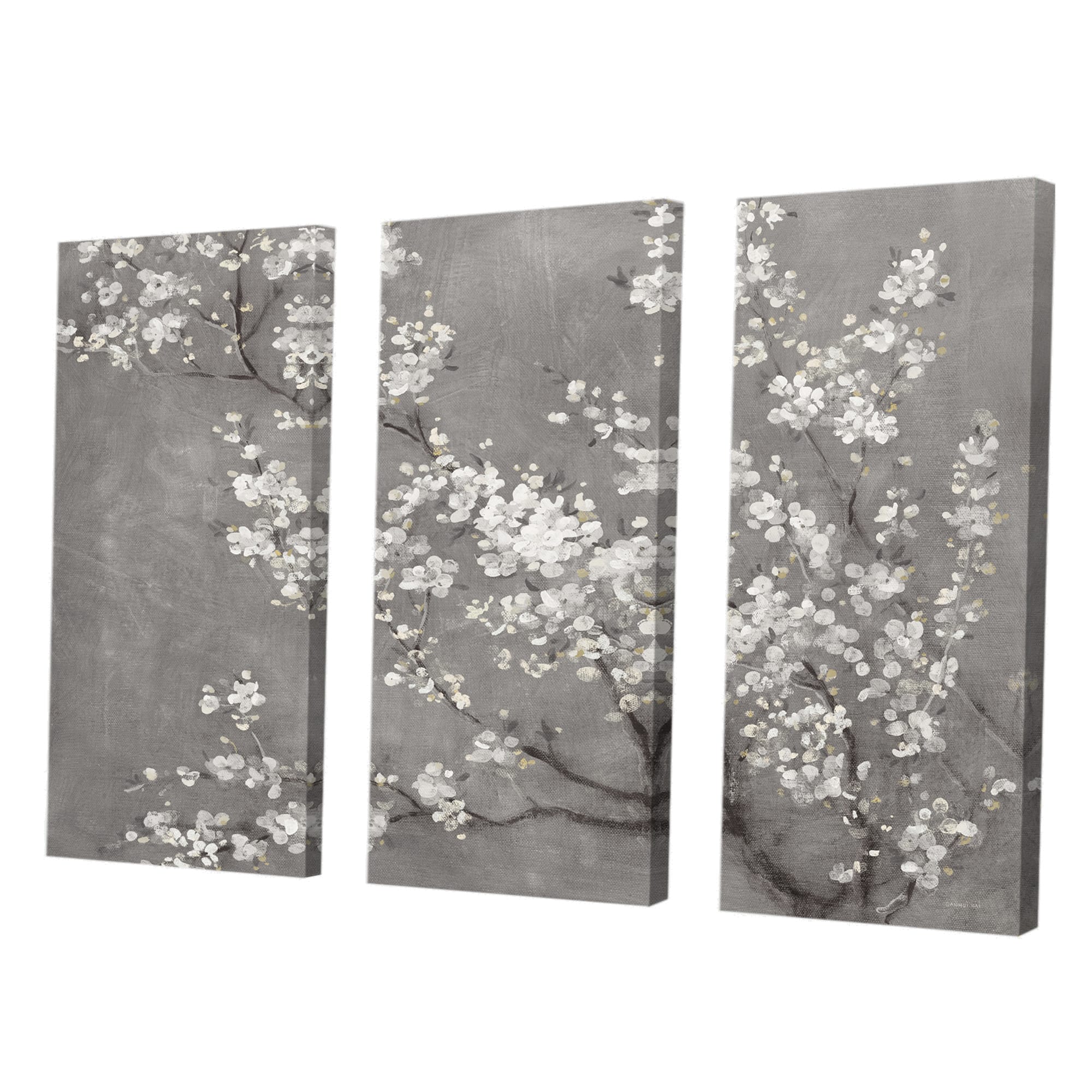 Designart - White Cherry Blossoms II - Traditional Canvas Artwork