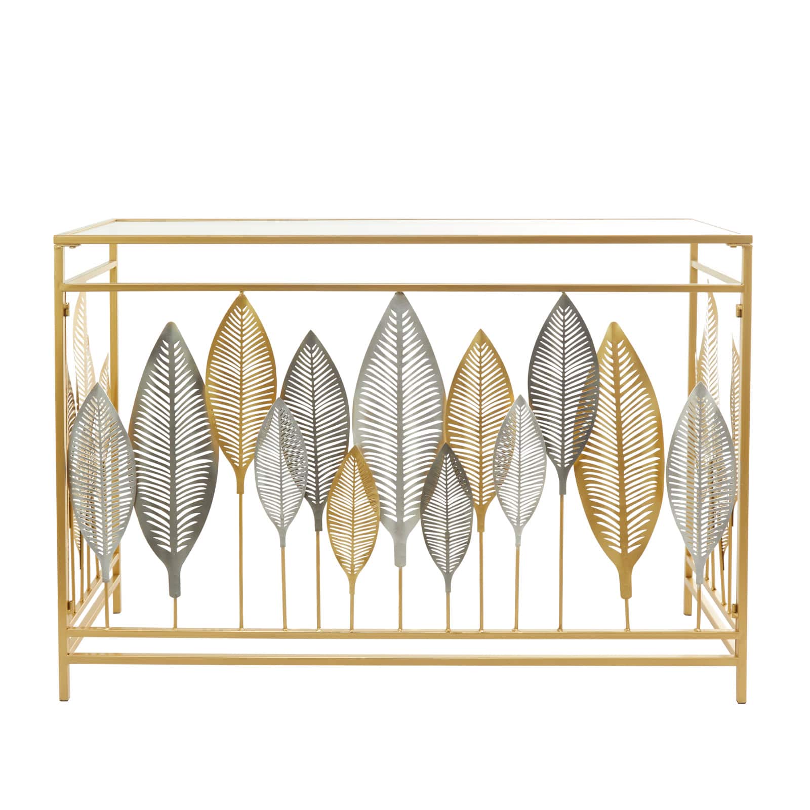 Gold Metal Contemporary Console Table, 30" x 44" x 16"