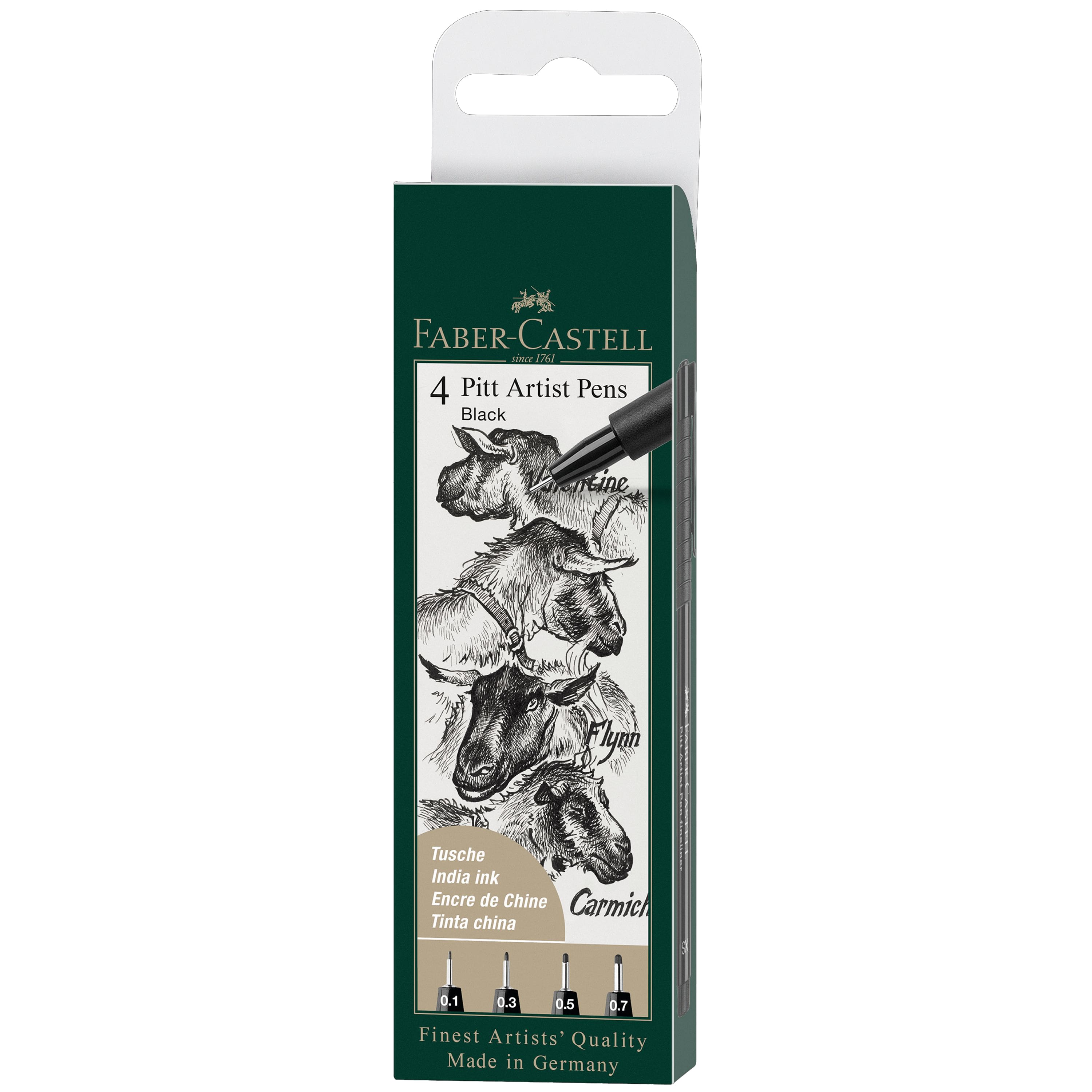 Faber-Castell® PITT® 0.1mm-0.7mm Black 4 Piece Artist Pen Set
