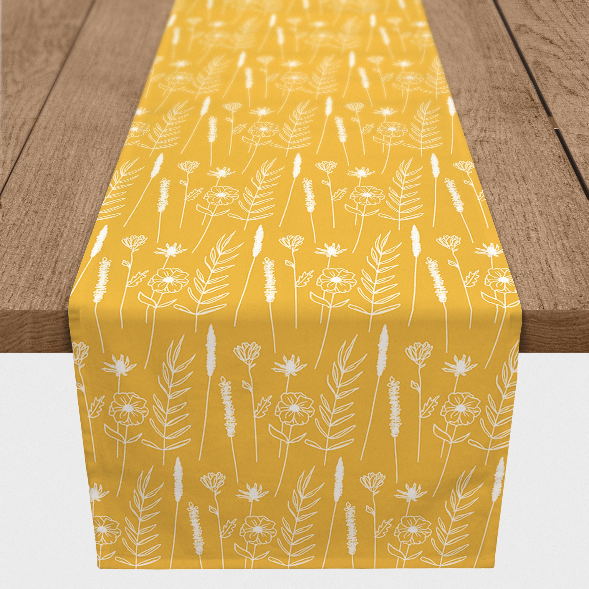 Golden Wheat Flower 16" x 72" Cotton Twill Runner