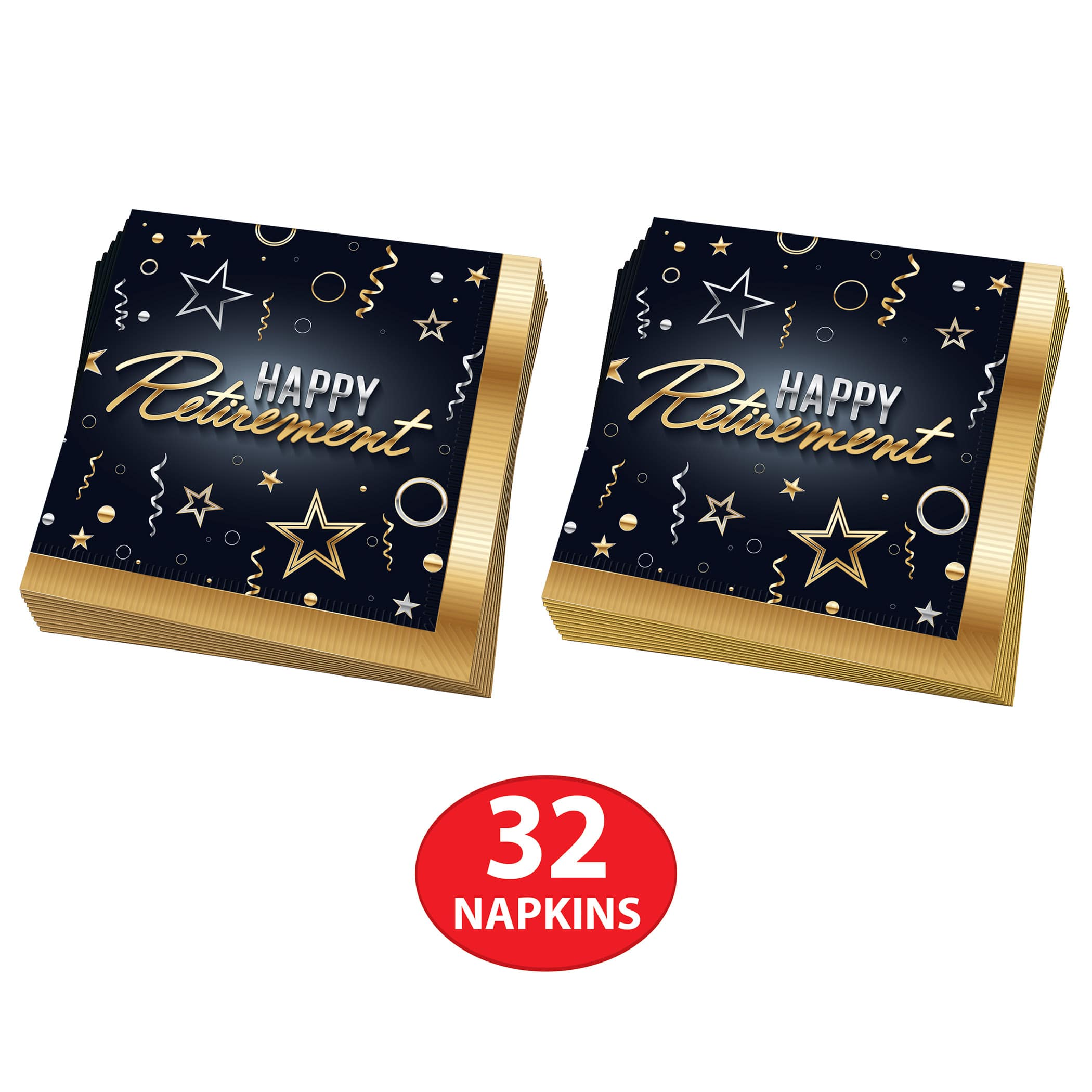 Beistle 6.5" x 6.5" Happy Retirement Luncheon 2-Ply Napkins, 32ct.