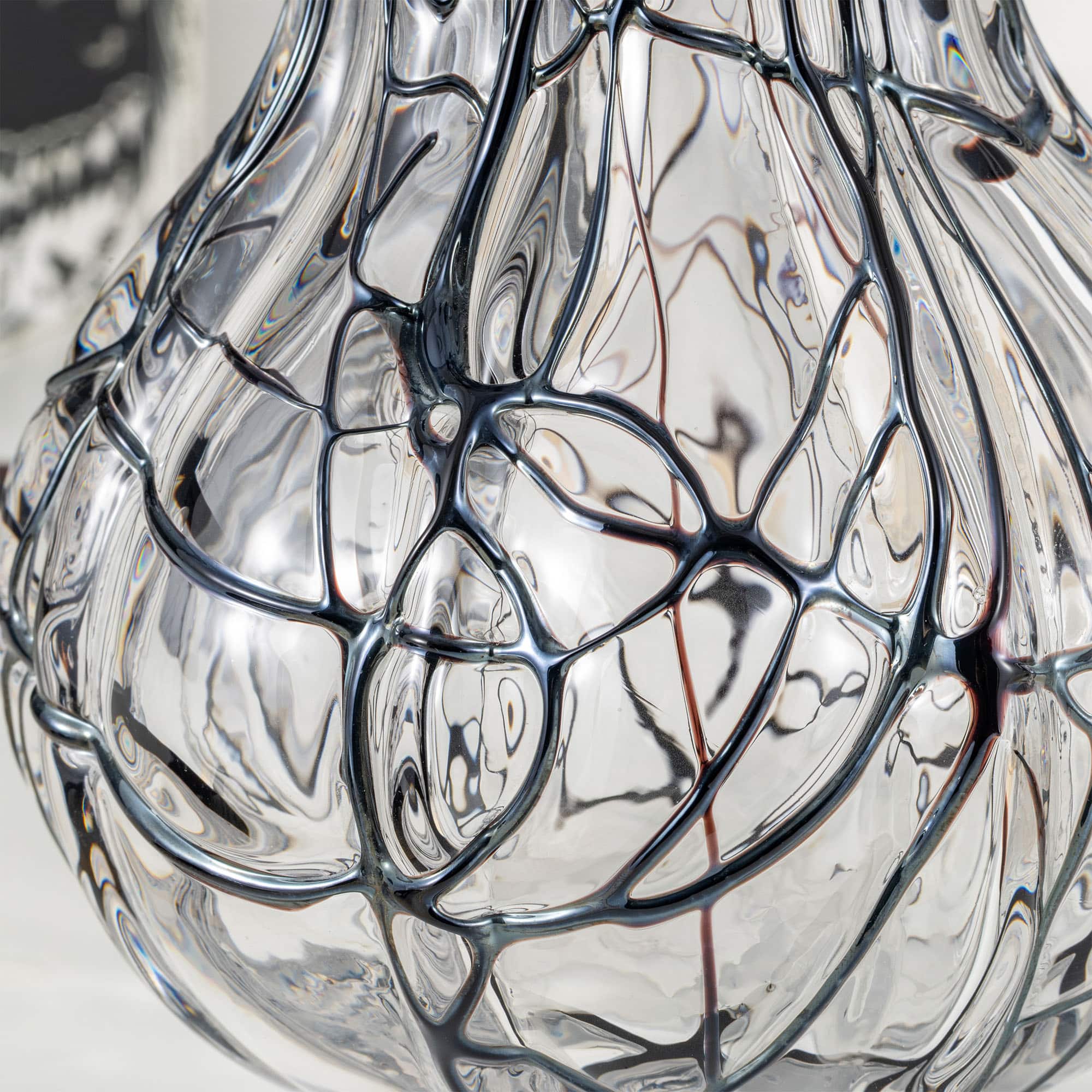 Glitzhome® 9" Halloween Abstract Black and White Glass Gourd