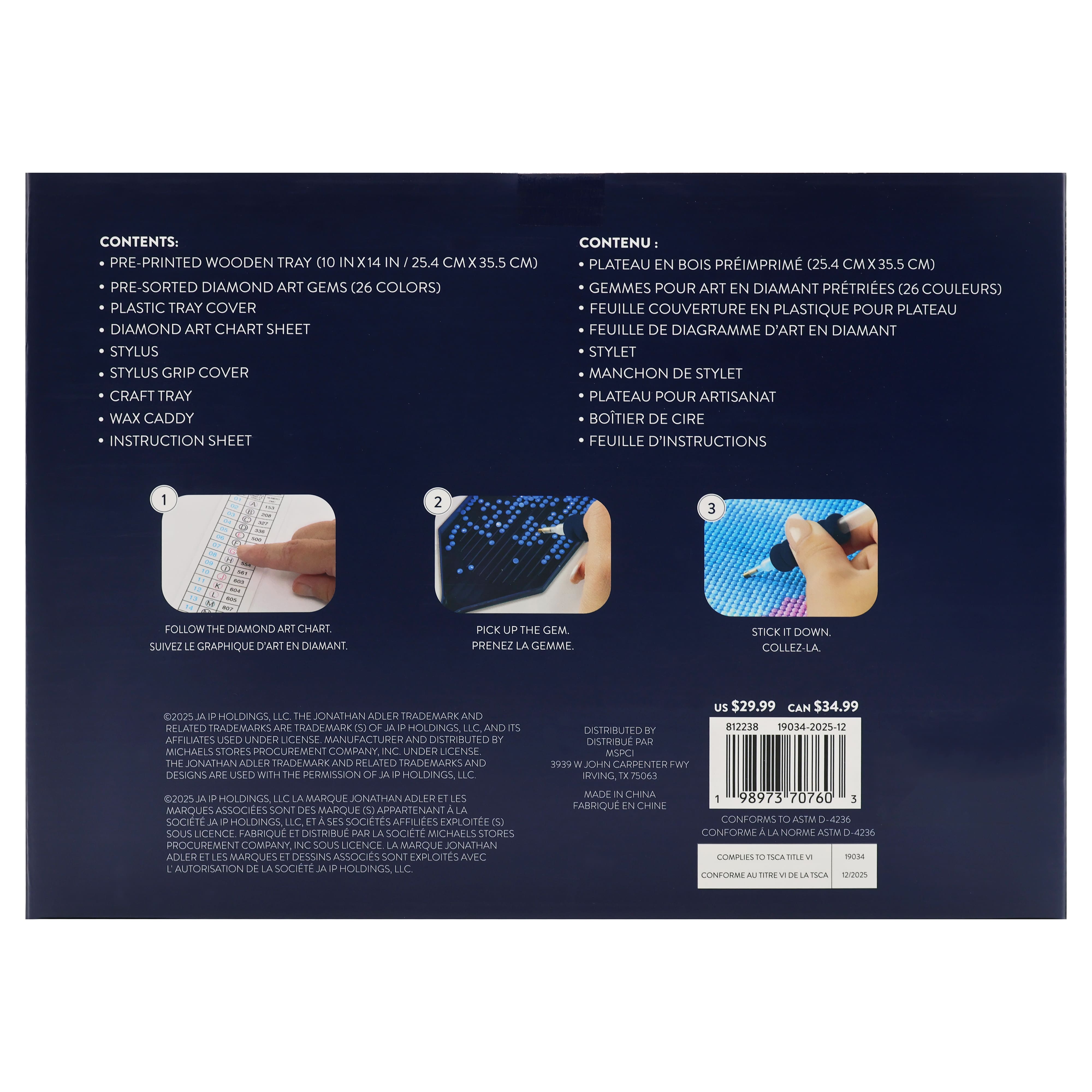 Jonathan Adler x Michaels 10" x 14" Pineapple Diamond Art Tray Kit