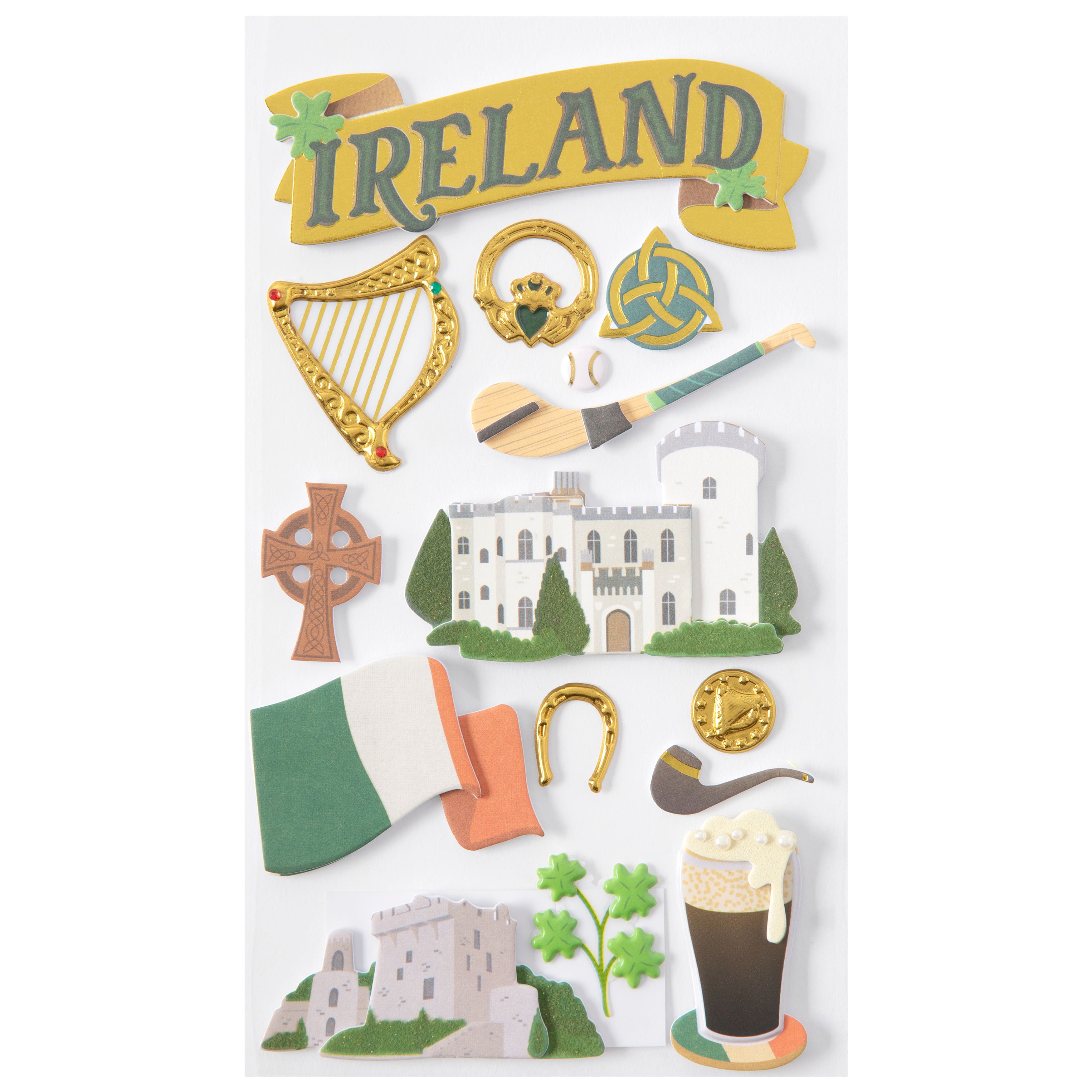 12 Pack: Ireland Dimensional Stickers by Recollections™