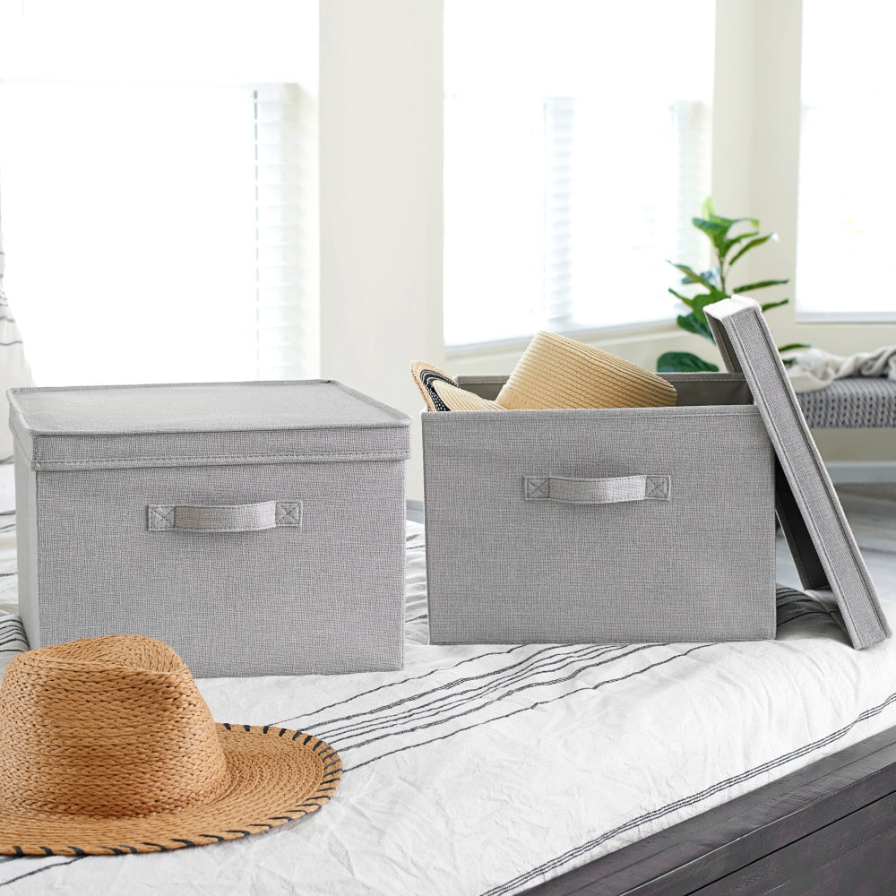 Household Essentials Canvas Storage Boxes with Lids